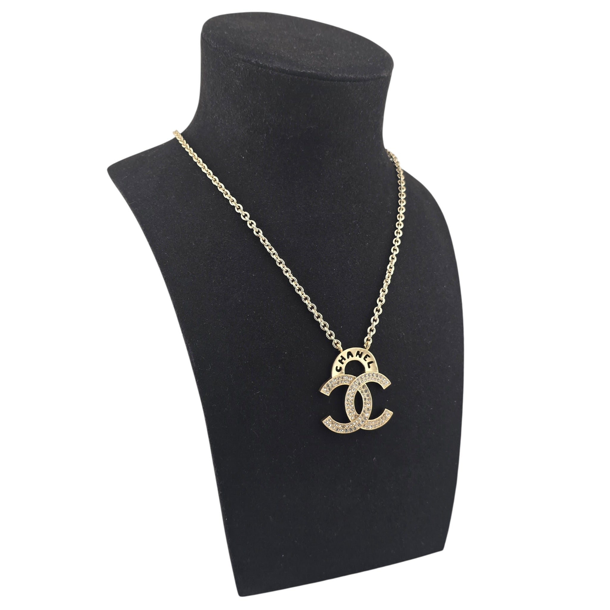 Chanel CC Gold Crystal Pendant Necklace 2021 CHANEL