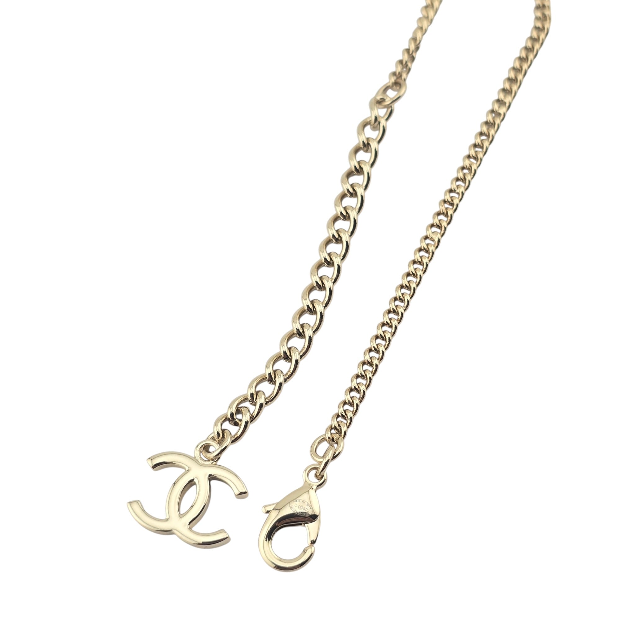 Chanel CC Blue Gold Flower Resin Denim Necklace 2026 CHANEL