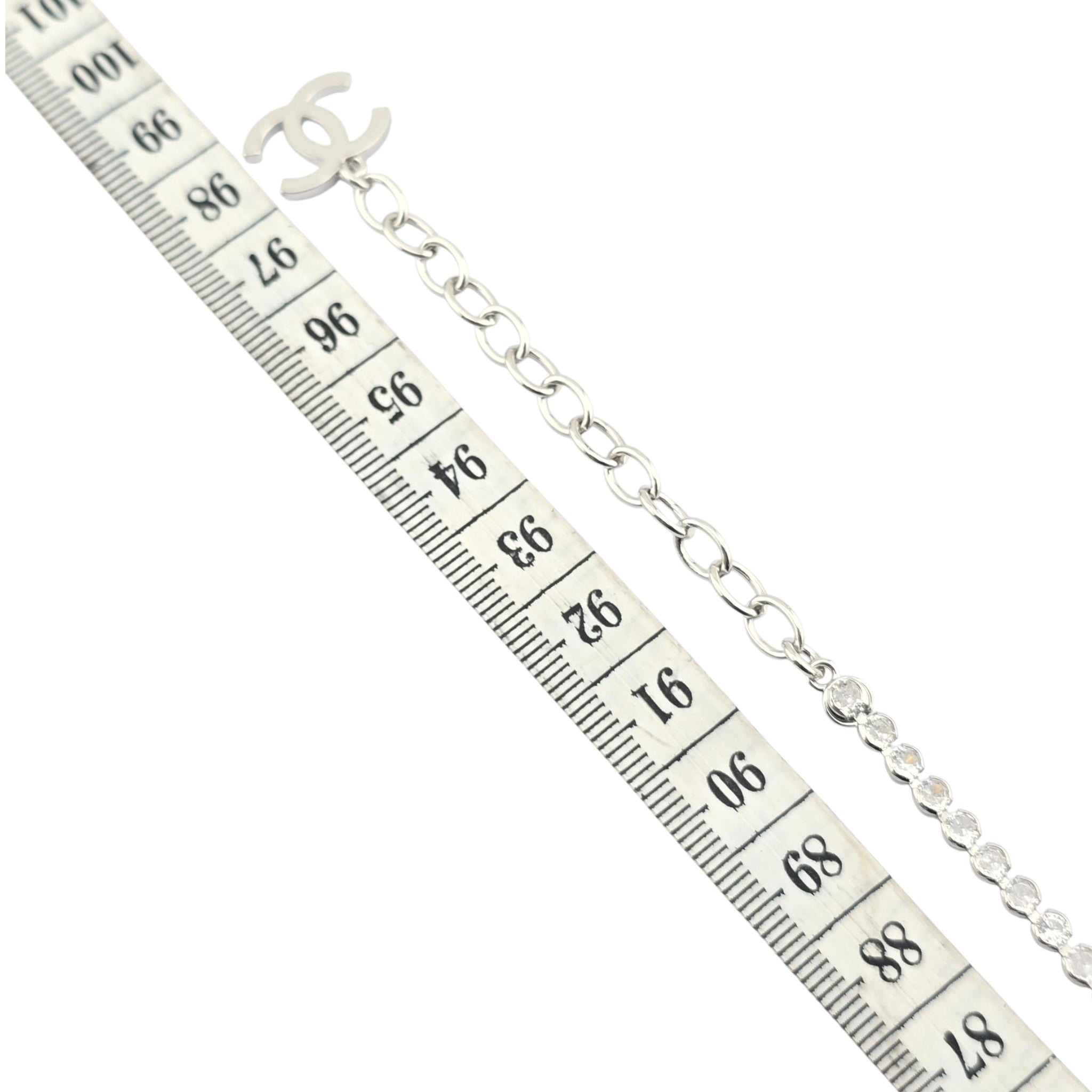 Chanel CC Faux Pearl Silver Crystal Long Necklace 2025 CHANEL