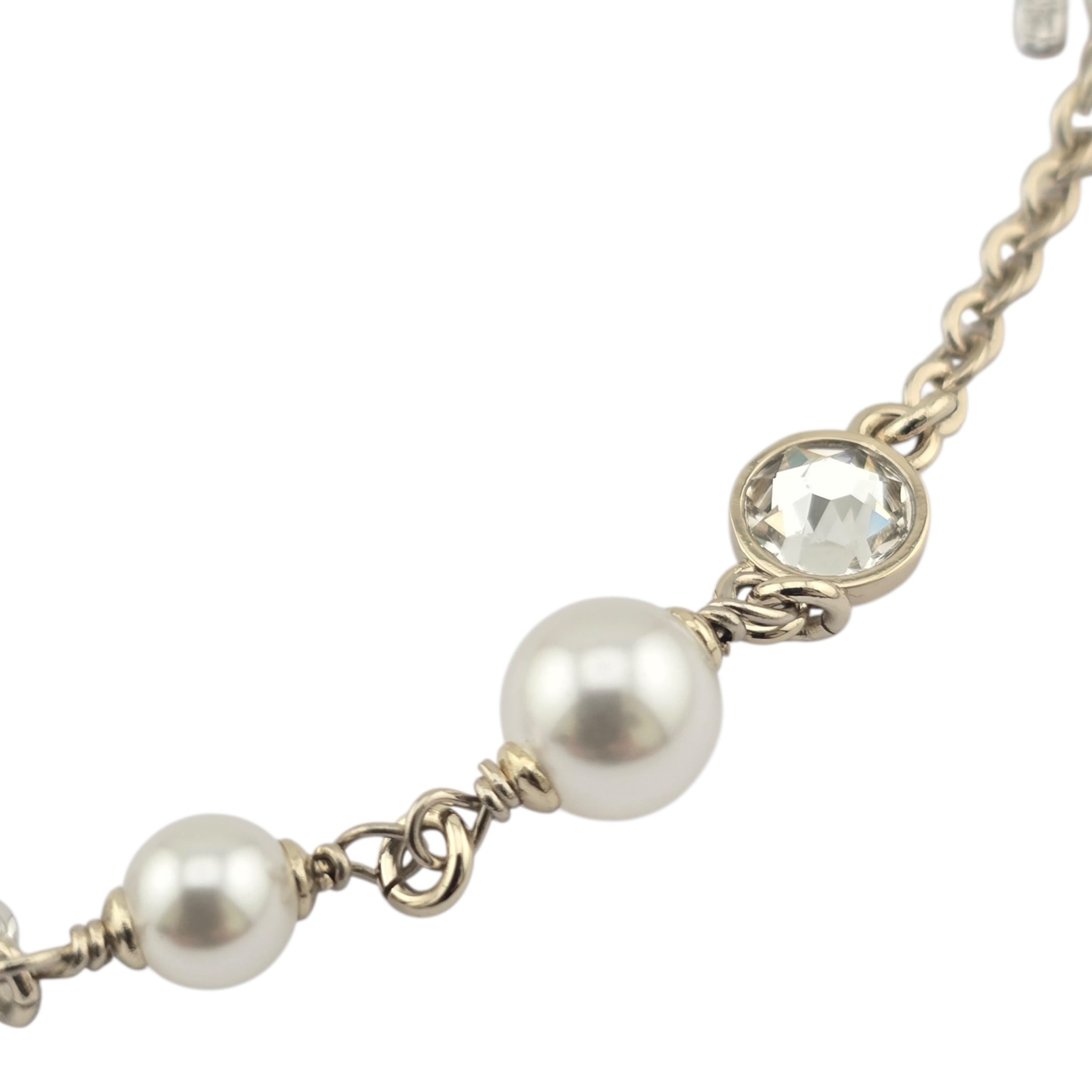 Chanel CC Gold Silver Bow Faux Pearl Necklace 2025 CHANEL