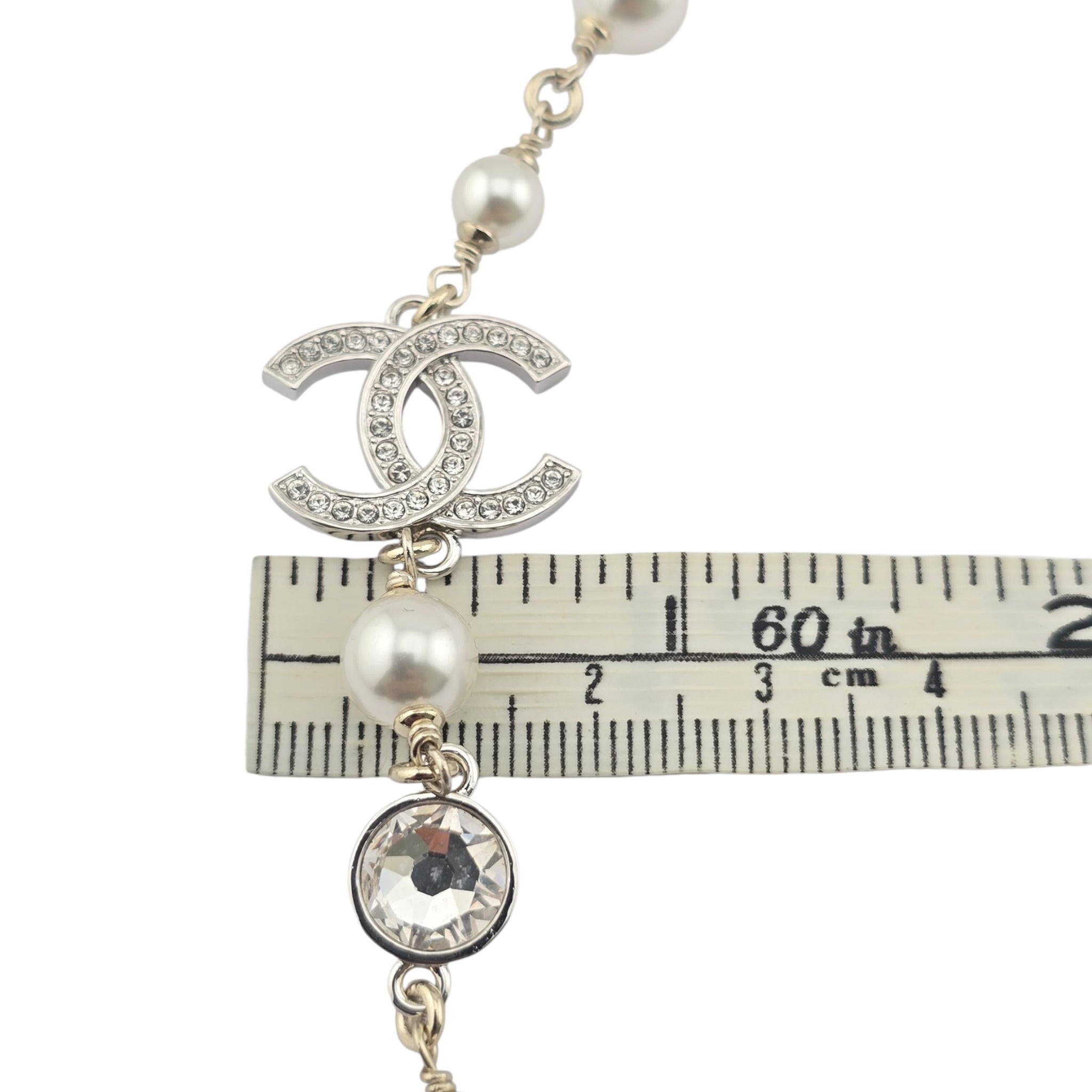 Chanel CC Gold Silver Bow Faux Pearl Necklace 2025 CHANEL