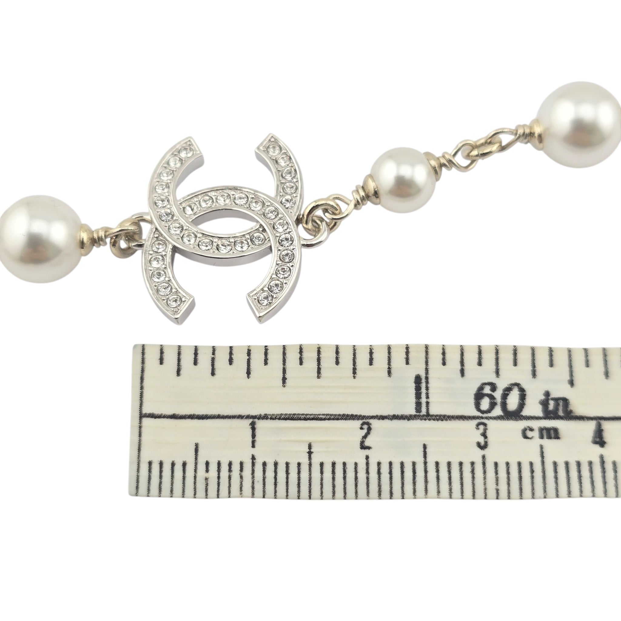 Chanel CC Gold Silver Bow Faux Pearl Necklace 2025 CHANEL