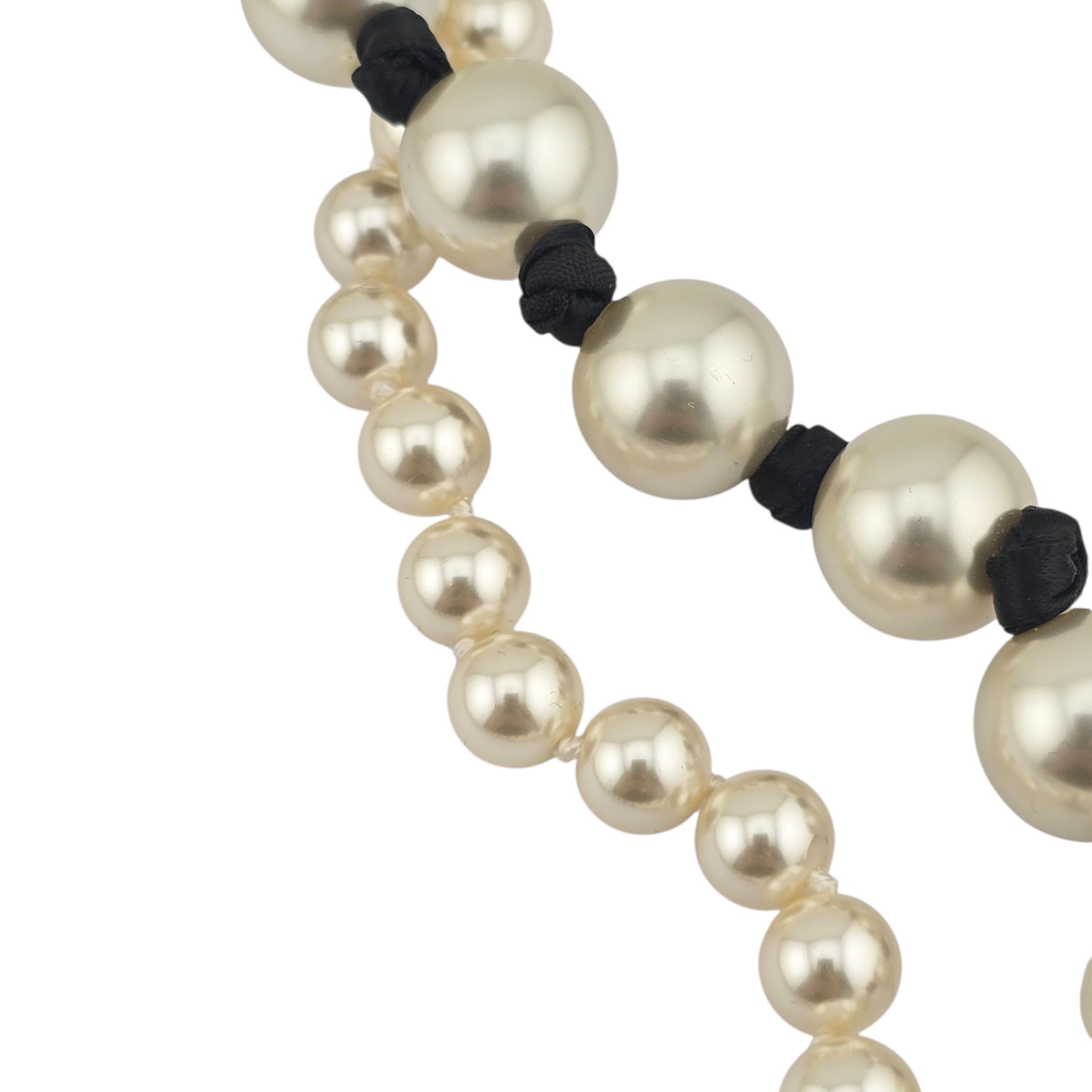 Chanel CC Faux Pearl Black Long Necklace 2025 CHANEL