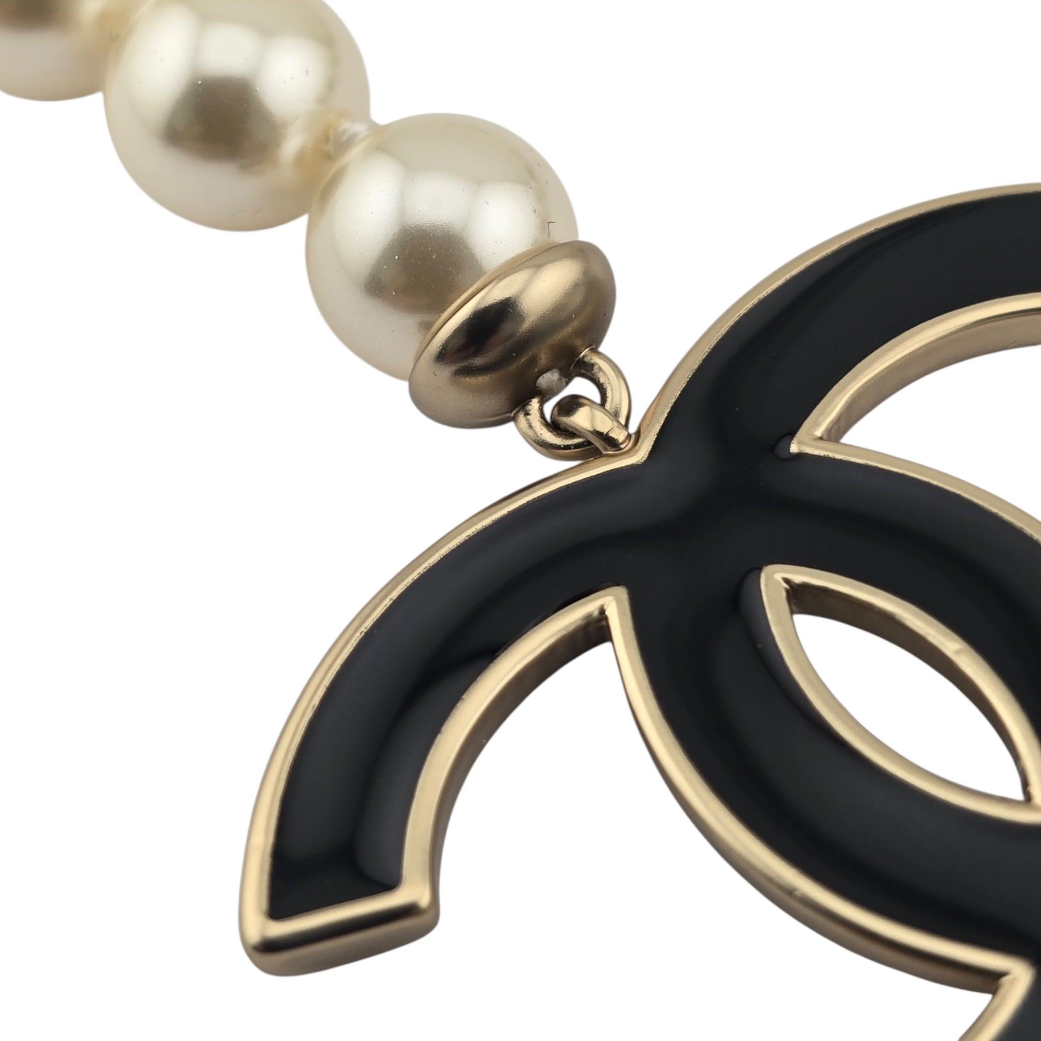 Chanel CC Faux Pearl Black Long Necklace 2025 CHANEL