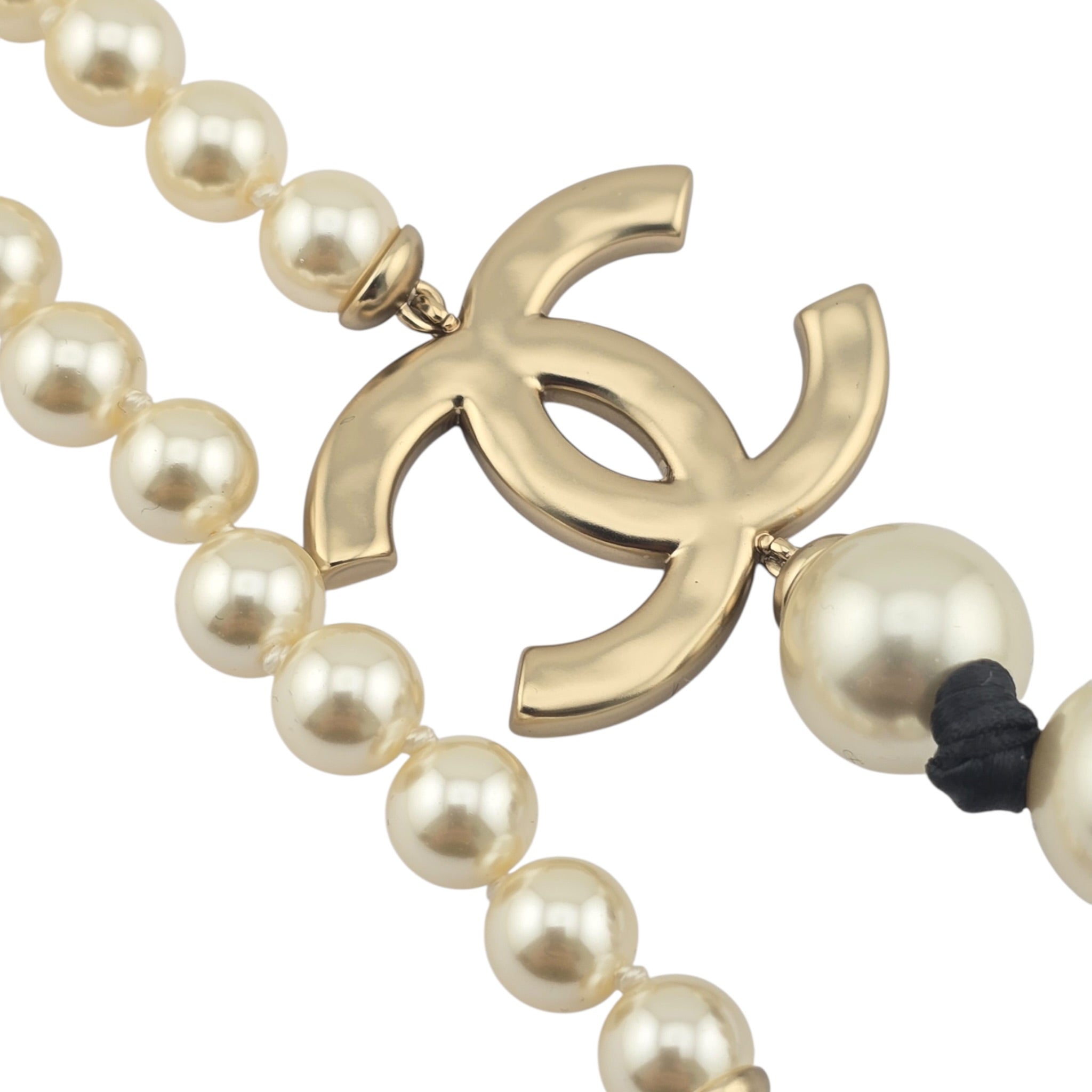 Chanel CC Faux Pearl Black Long Necklace 2025 CHANEL