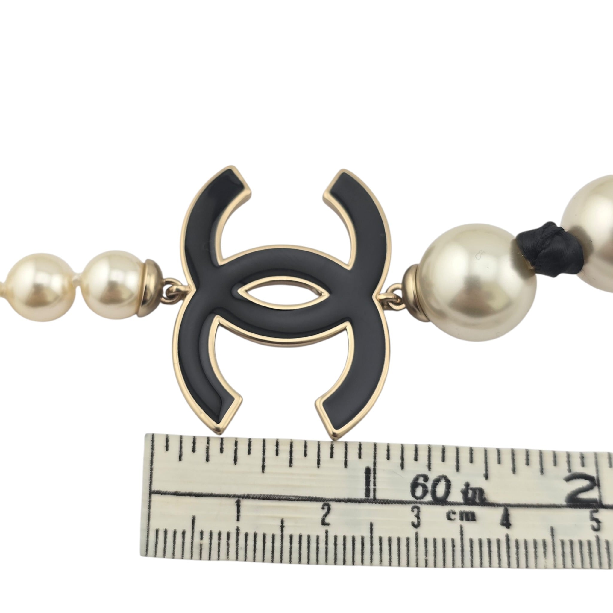 Chanel CC Faux Pearl Black Long Necklace 2025 CHANEL