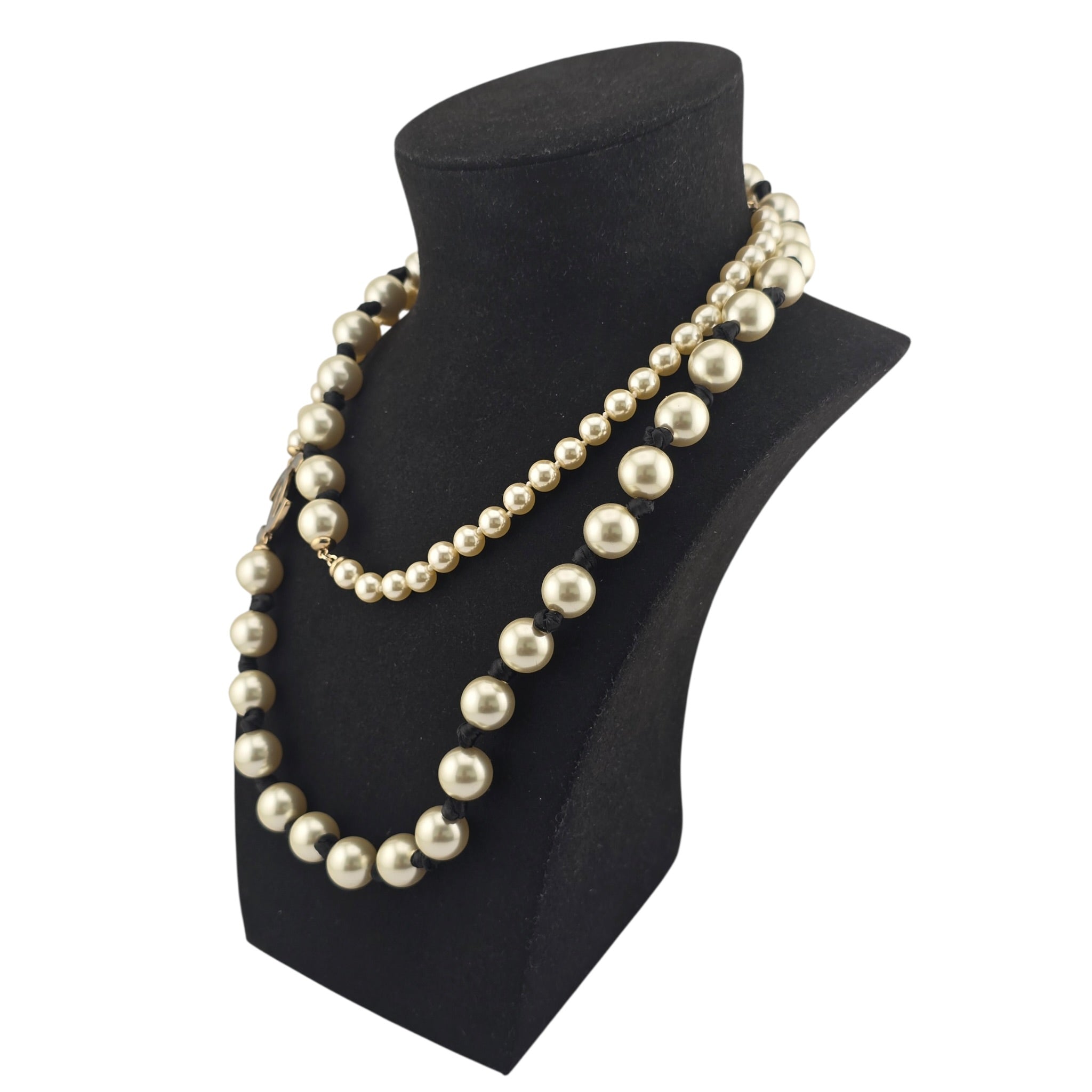 Chanel CC Faux Pearl Black Long Necklace 2025 CHANEL