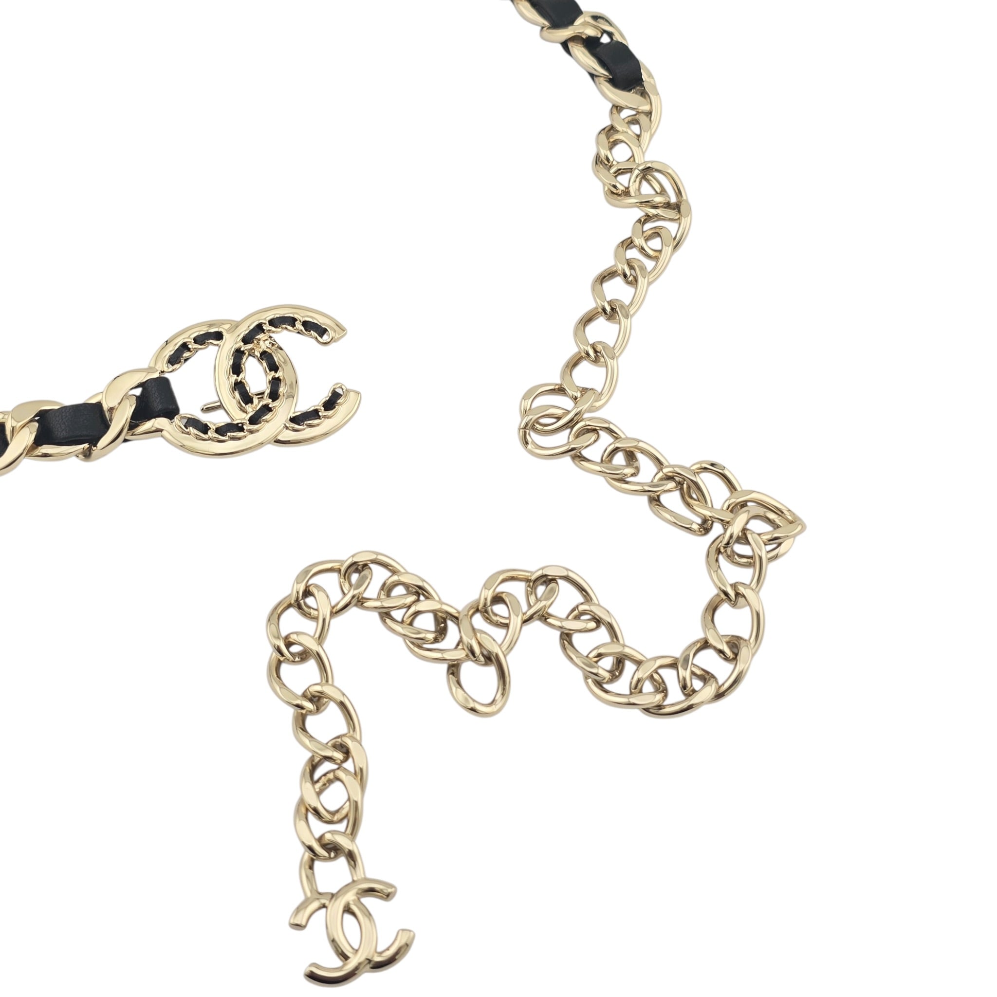 Chanel CC Gold Black Leather Belt 2022 CHANEL