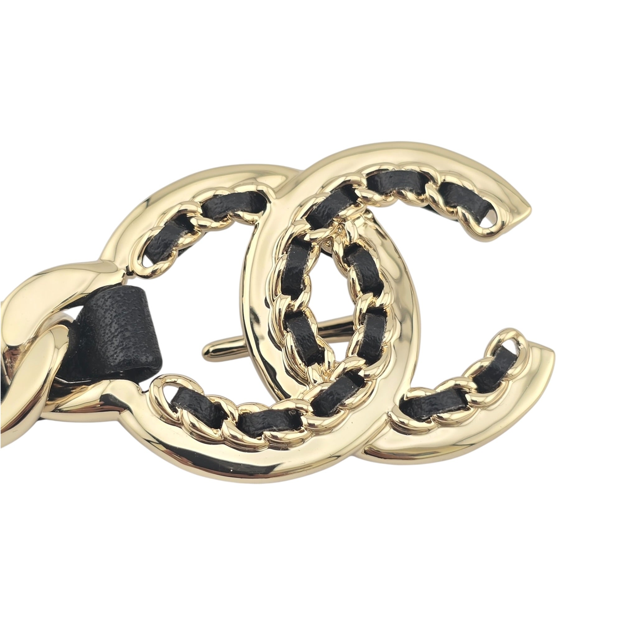 Chanel CC Gold Black Leather Belt 2022 CHANEL