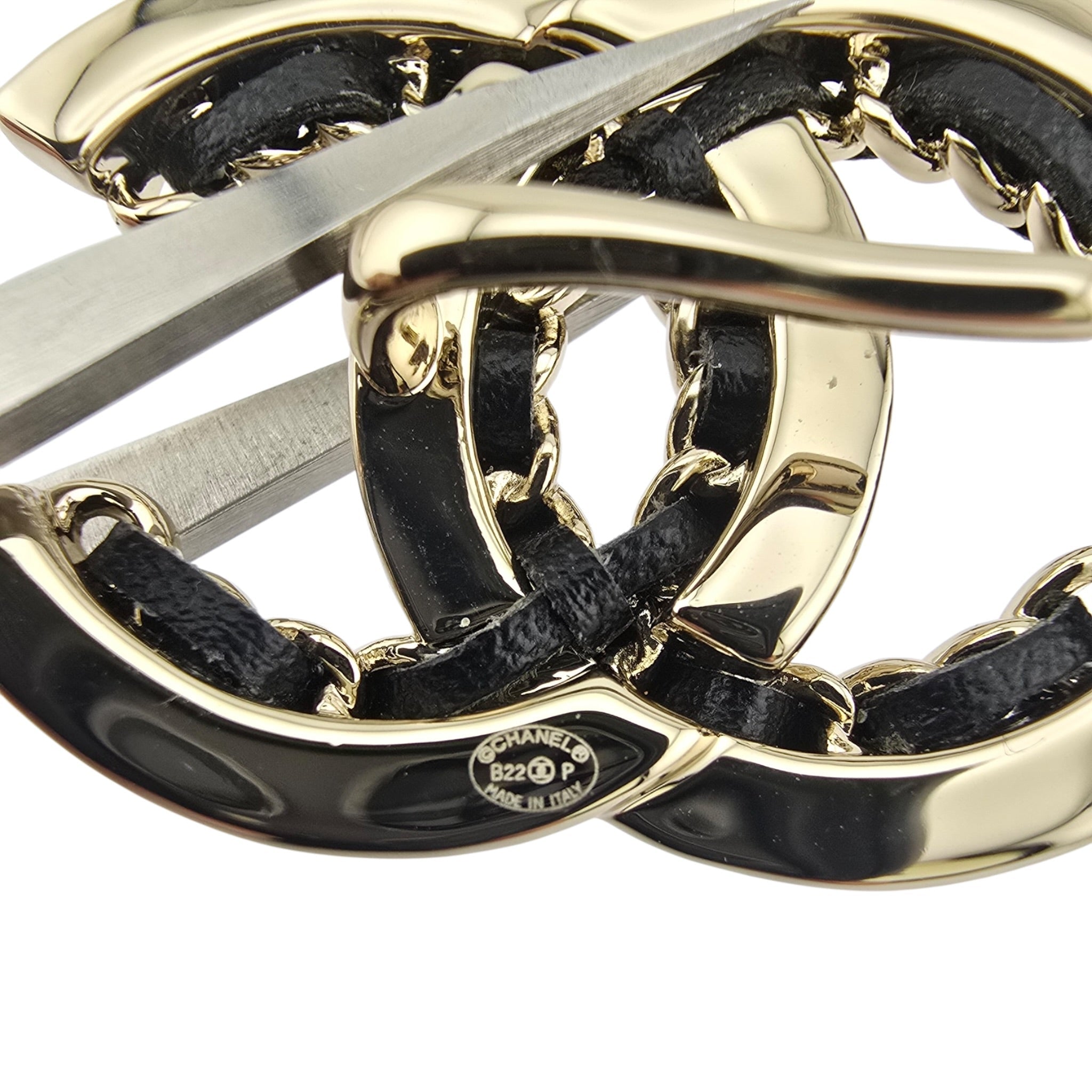 Chanel CC Gold Black Leather Belt 2022 CHANEL