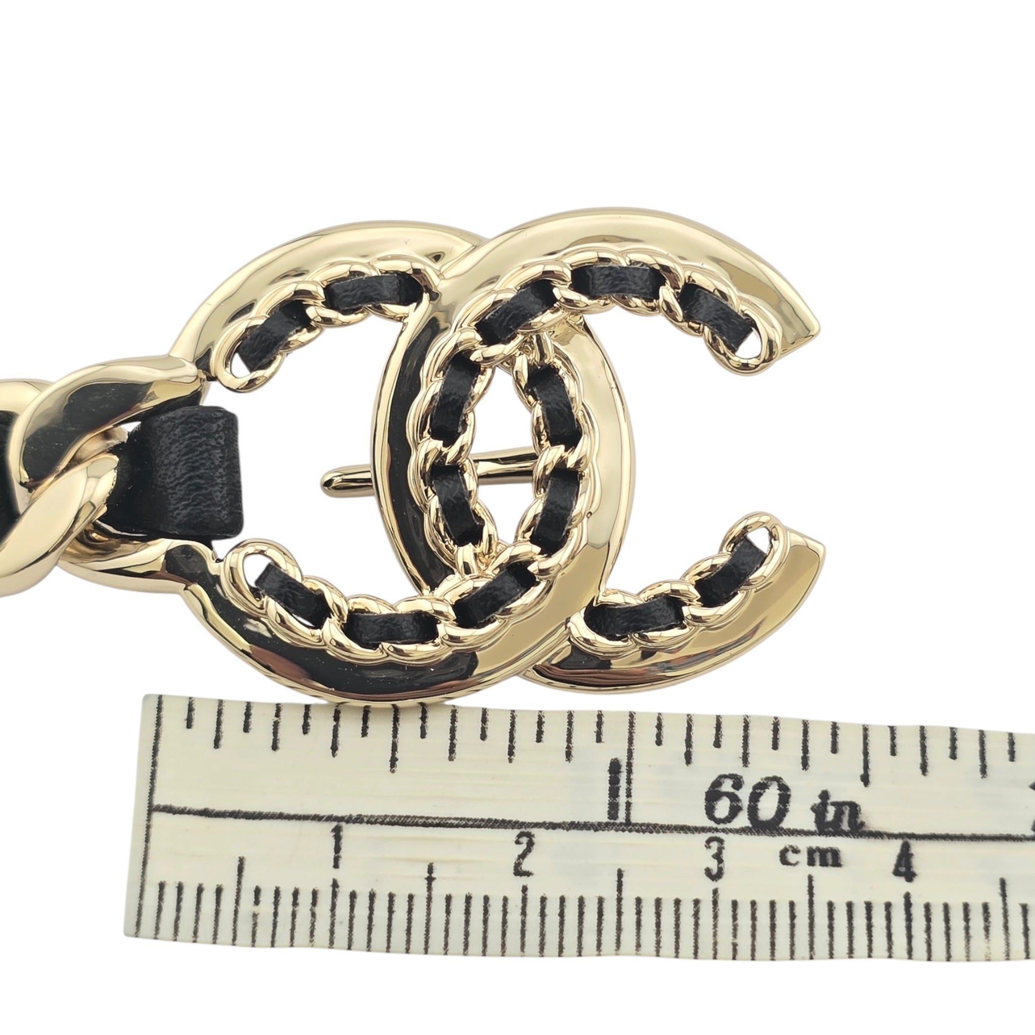 Chanel CC Gold Black Leather Belt 2022 CHANEL