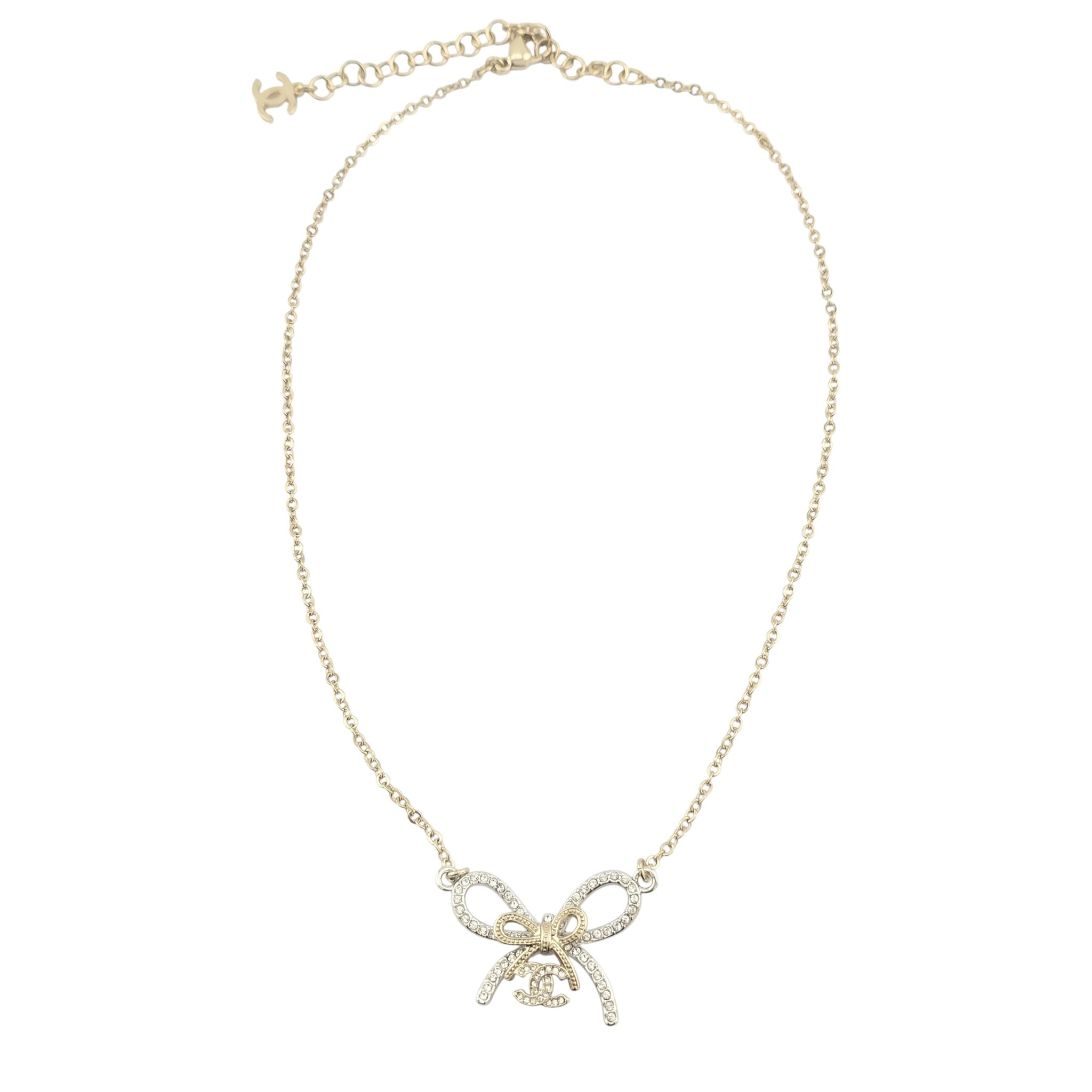 Chanel CC Gold Silver Bow Necklace 2025 CHANEL