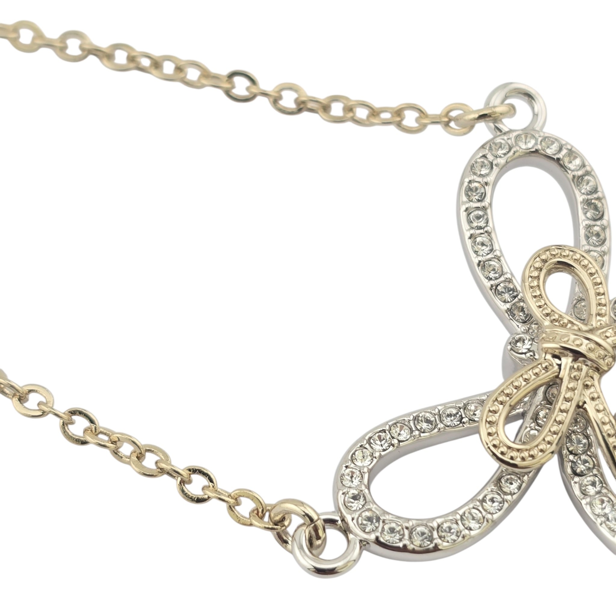 Chanel CC Gold Silver Bow Necklace 2025 CHANEL