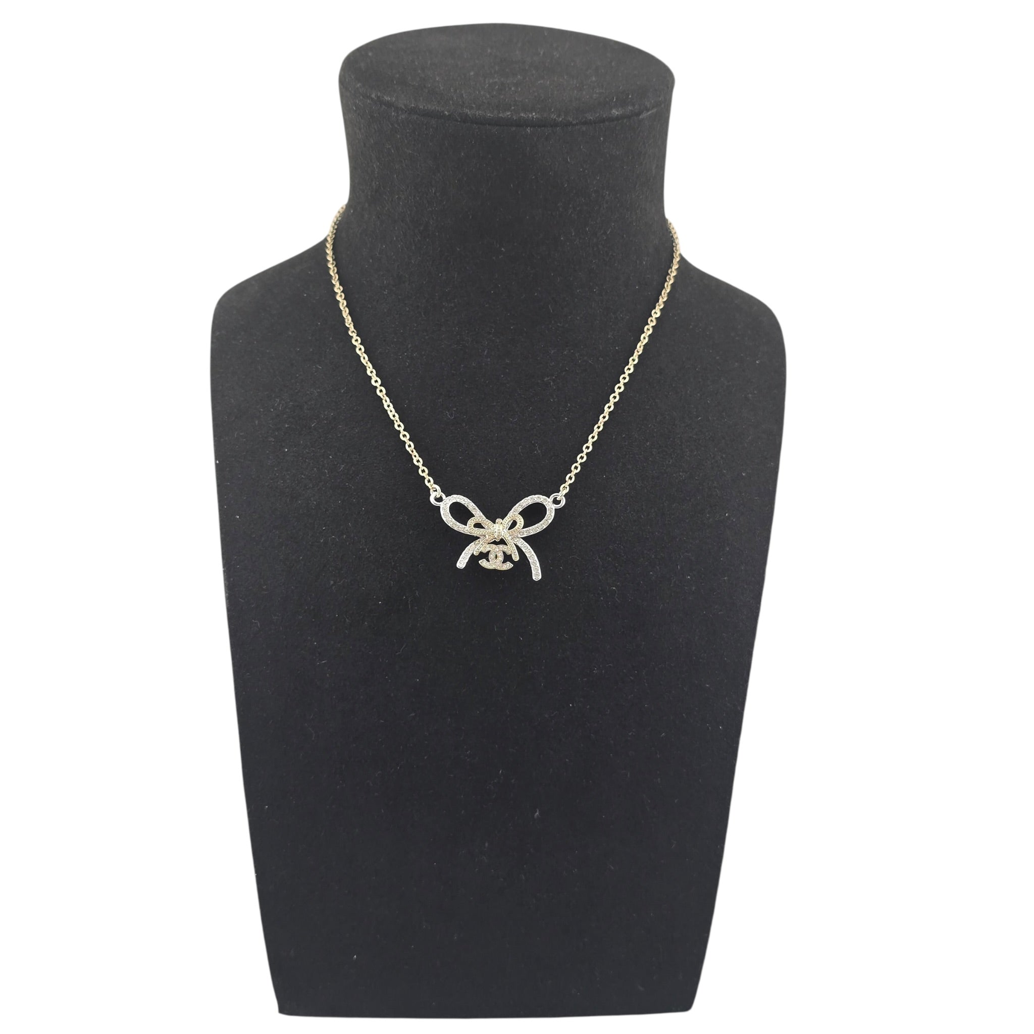 Chanel CC Gold Silver Bow Necklace 2025 CHANEL