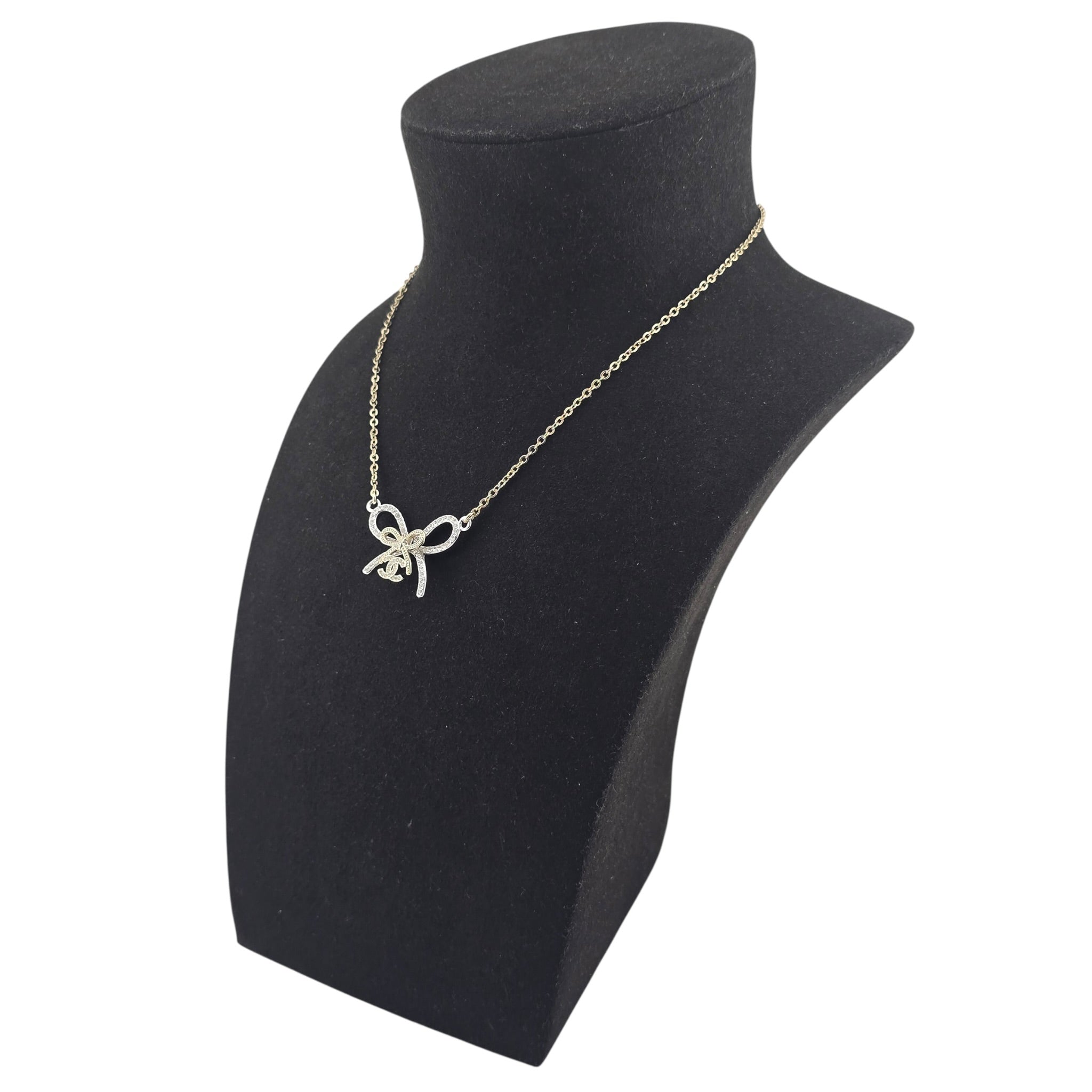 Chanel CC Gold Silver Bow Necklace 2025 CHANEL
