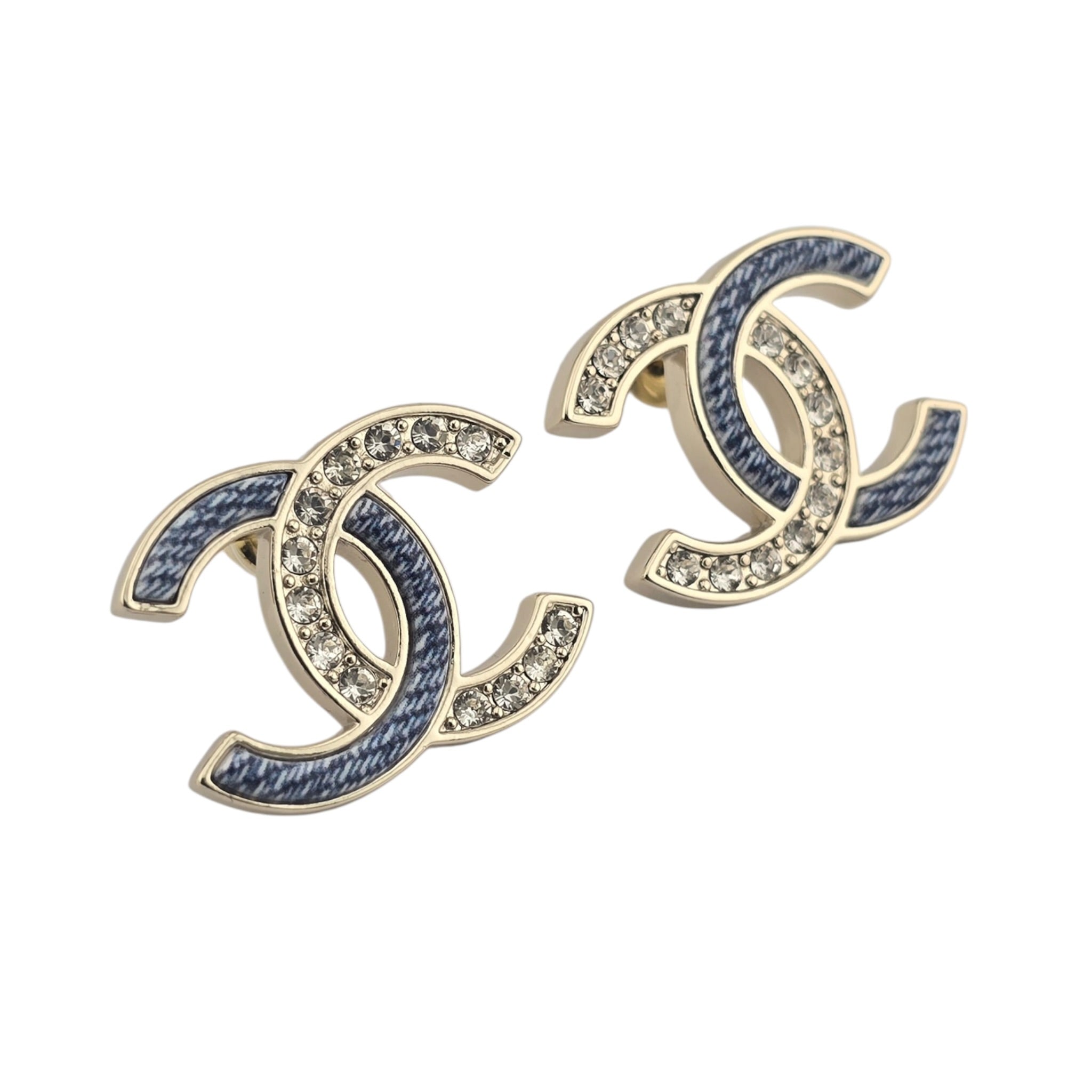 Chanel CC 26C Blue Gold Denim Earrings 2026 CHANEL