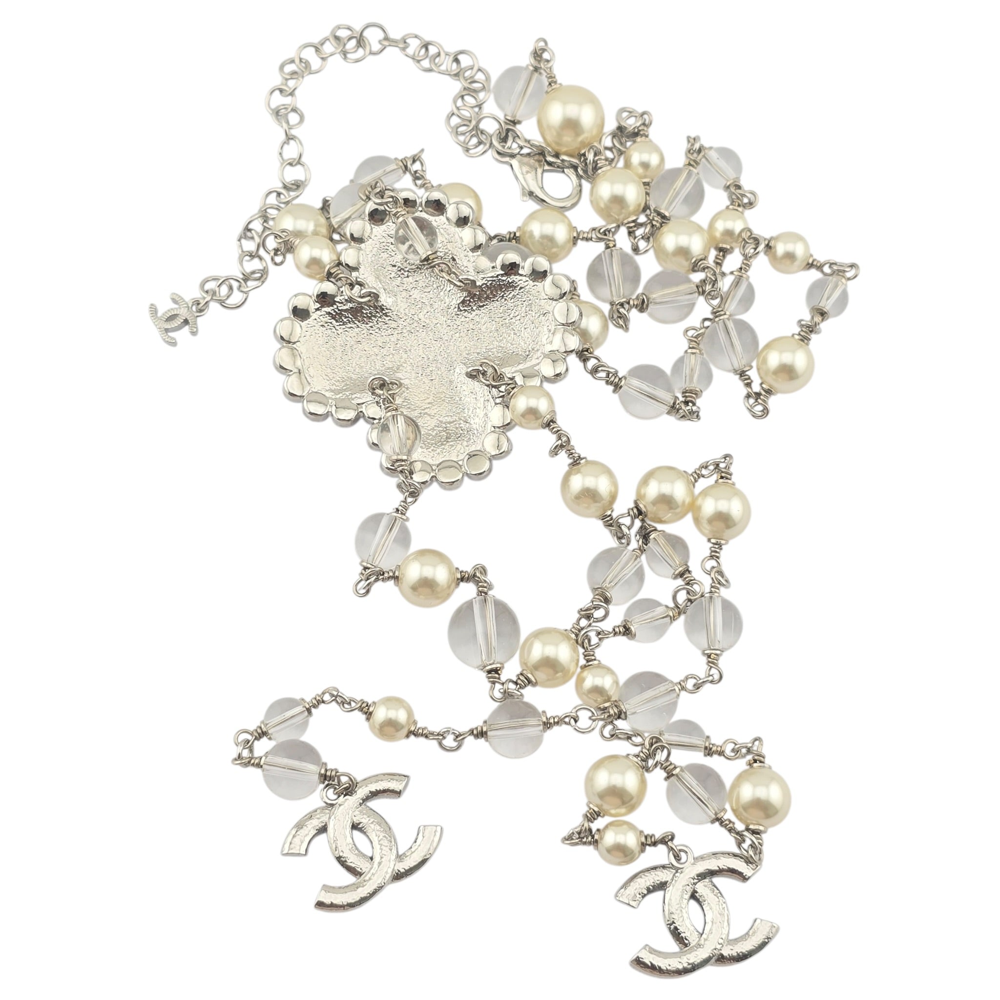 Chanel CC Silver Large Pendant Necklace 25C CHANEL