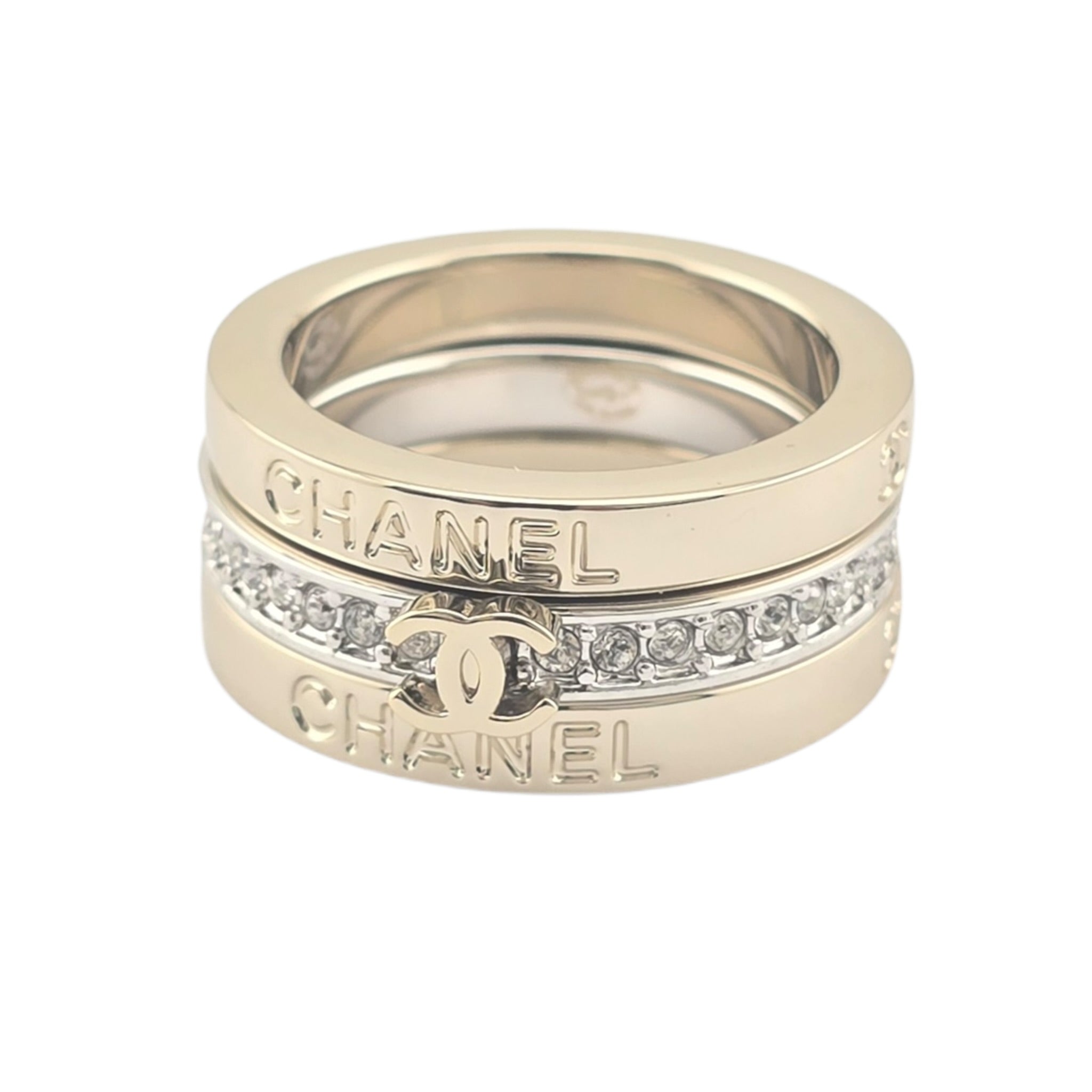 Chanel CC 3 Piece Ring Gold Silver CHANEL