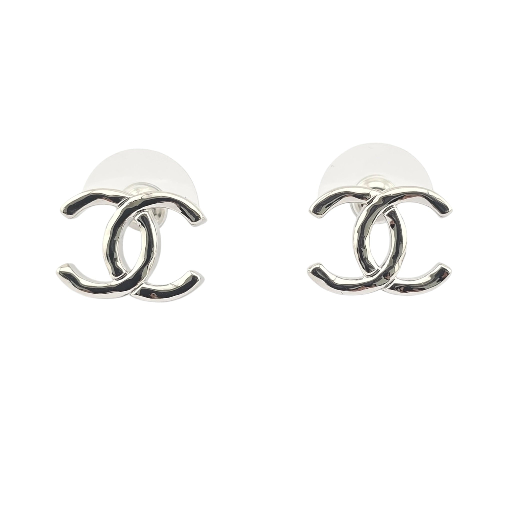 Chanel CC Silver Stud Earrings 2026 CHANEL