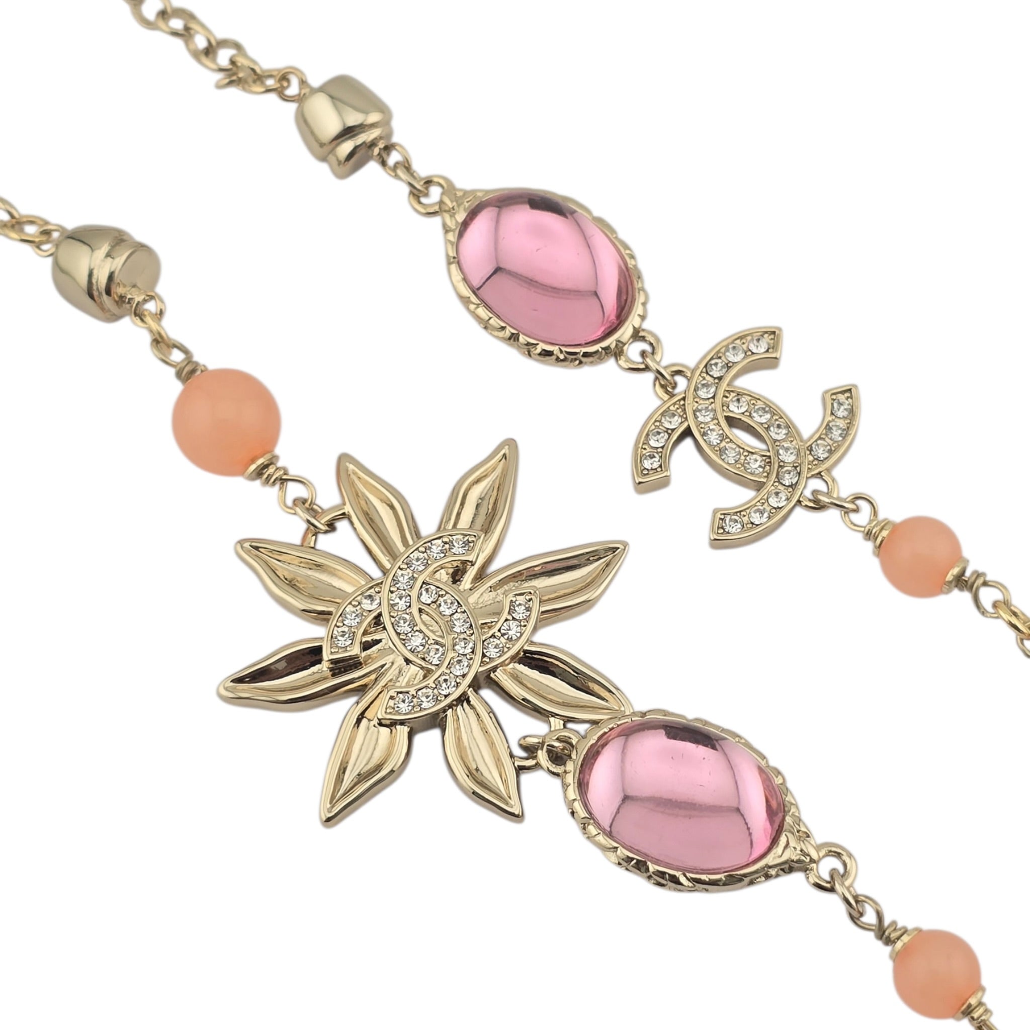 Chanel CC Flower Resin Faux Pearl Long Necklace 2026 CHANEL
