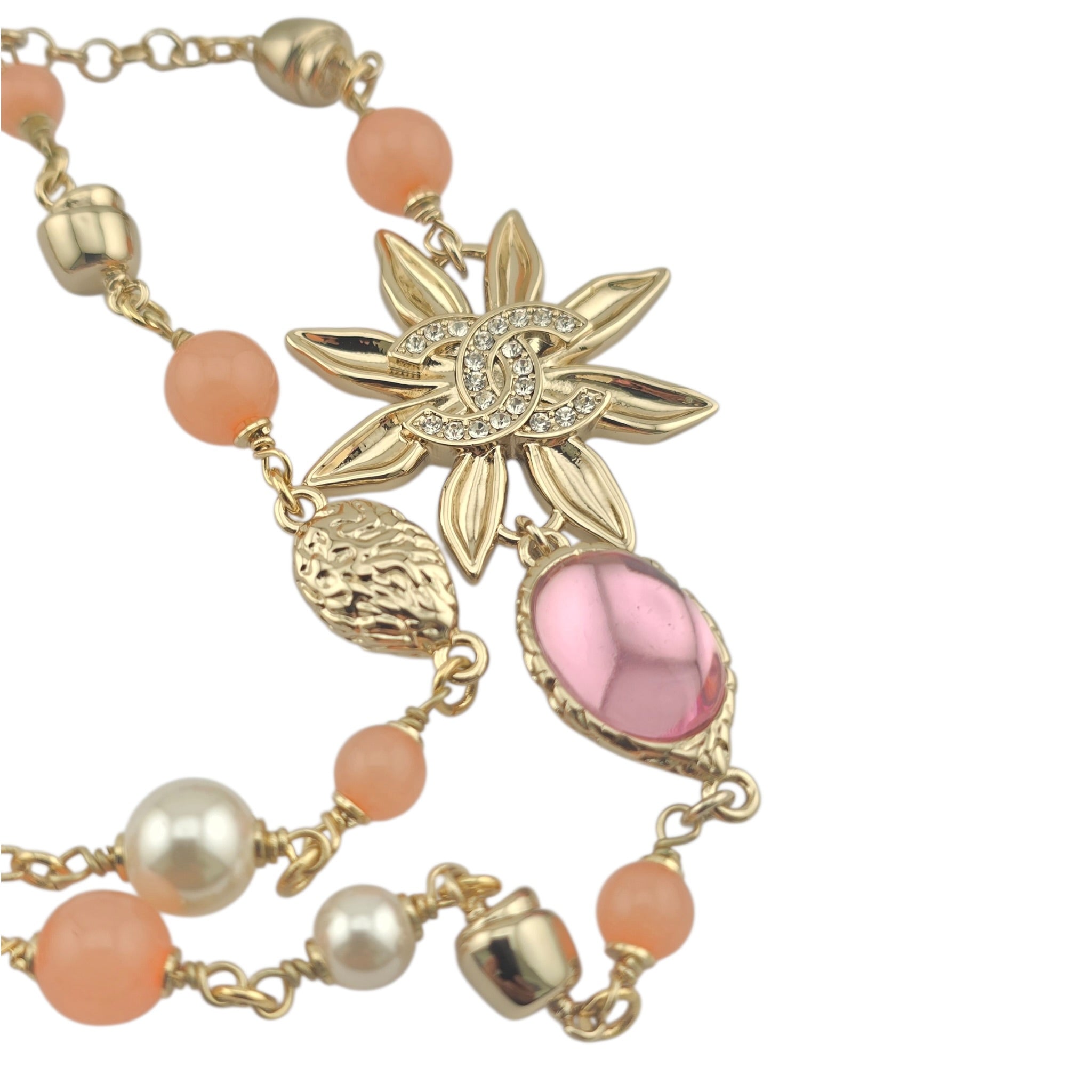 Chanel CC Flower Resin Faux Pearl Long Necklace 2026 CHANEL