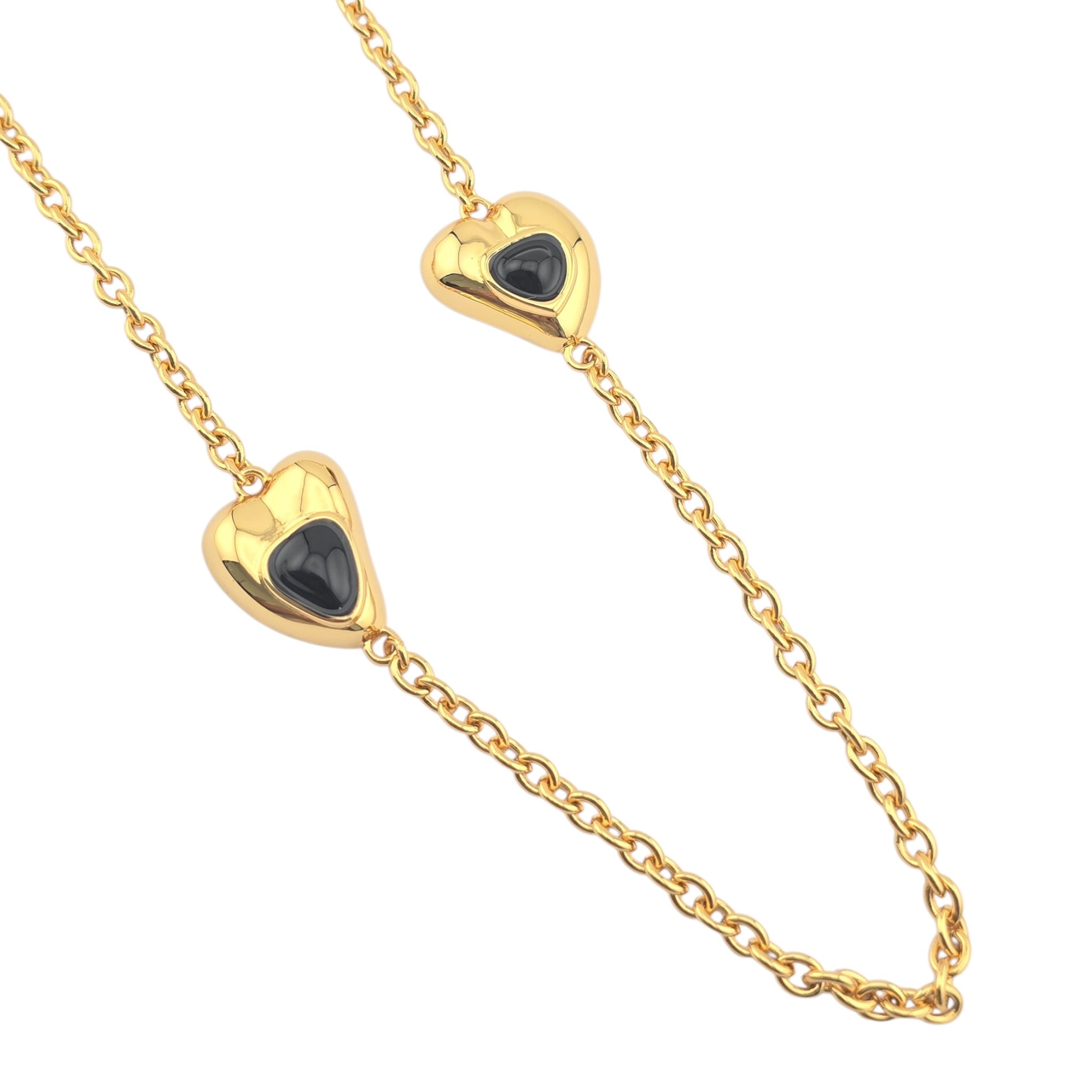 Chanel CC Gold Black Heart Leaf Long Necklace 2025 CHANEL