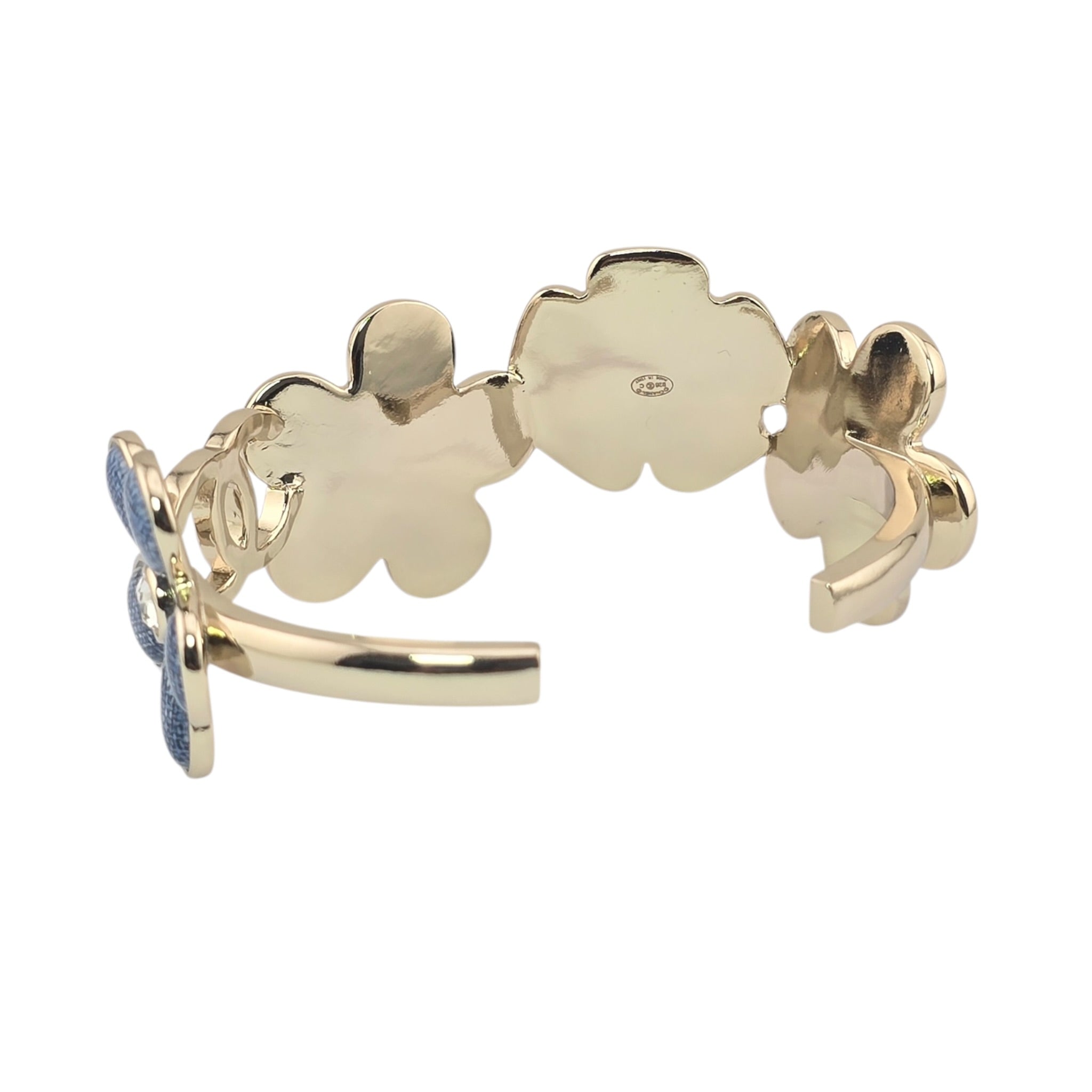 Chanel CC Blue Gold Flower Crystal Resin Denim Bangle 2026 CHANEL