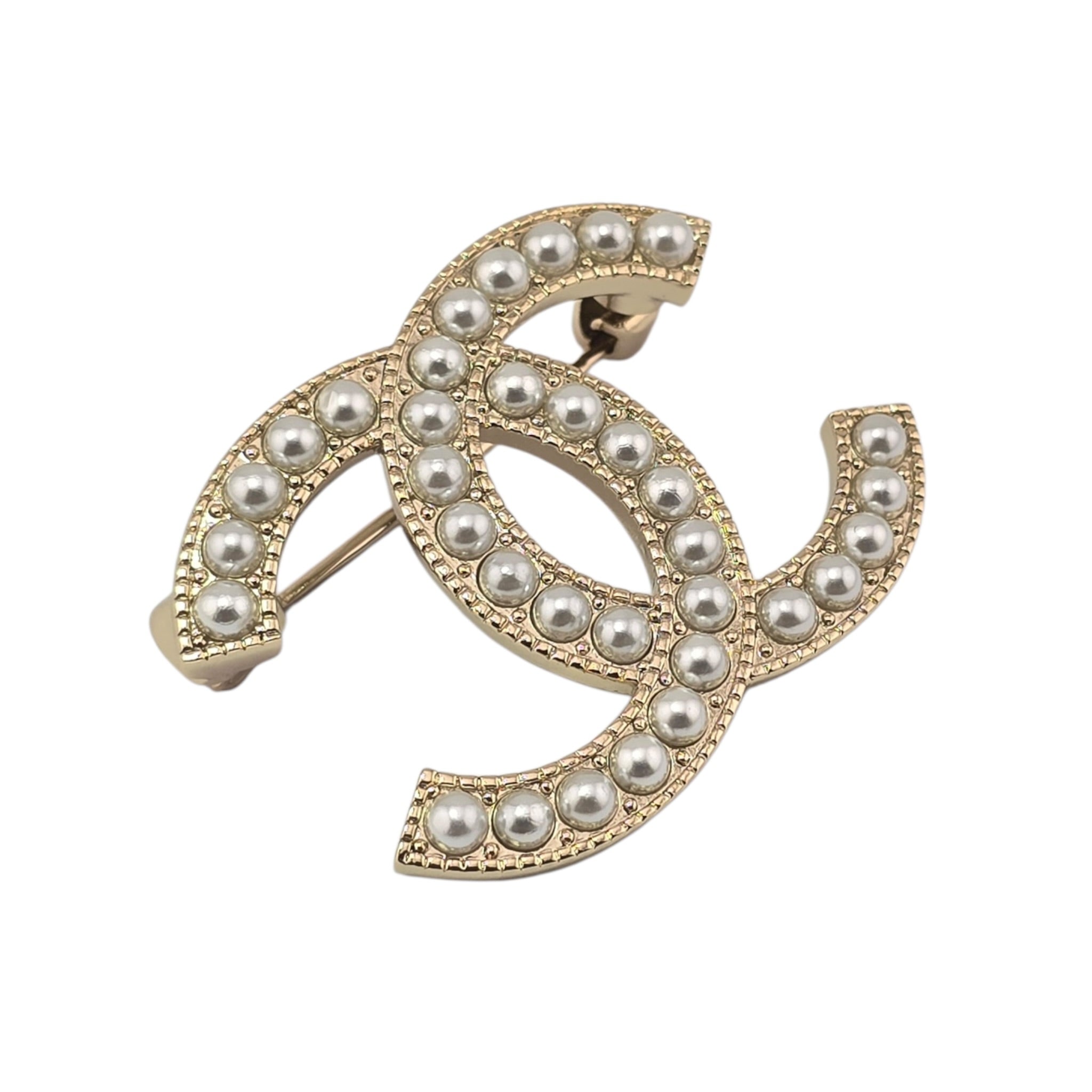 Chanel CC Faux Pearl Gold Brooch 2023 CHANEL