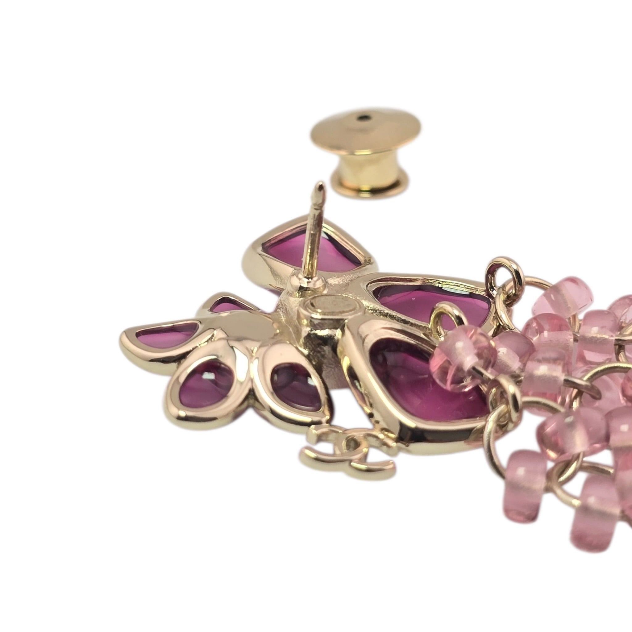 Chanel CC Pink Crystal Stud Flower Brooch 2026 CHANEL