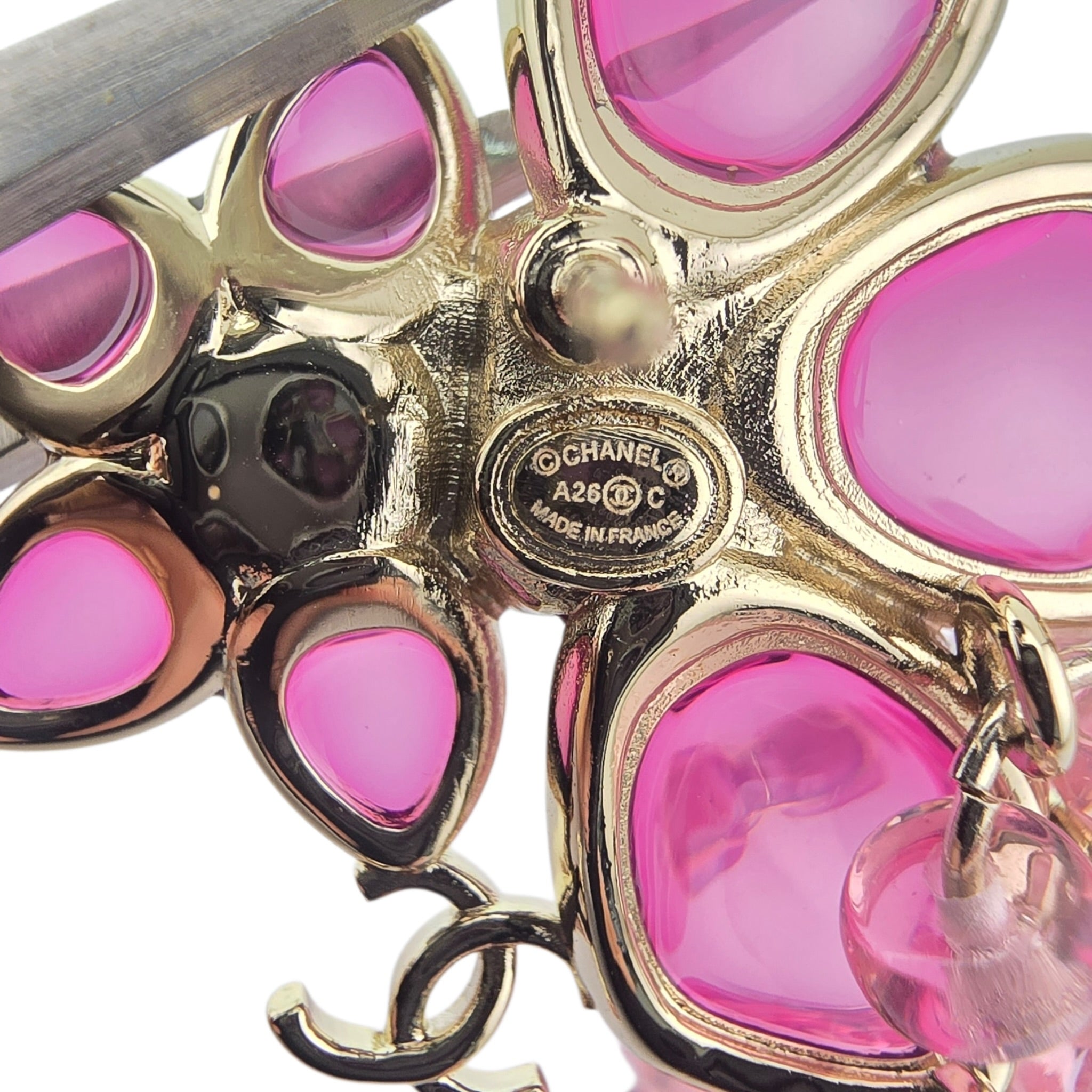Chanel CC Pink Crystal Stud Flower Brooch 2026 CHANEL
