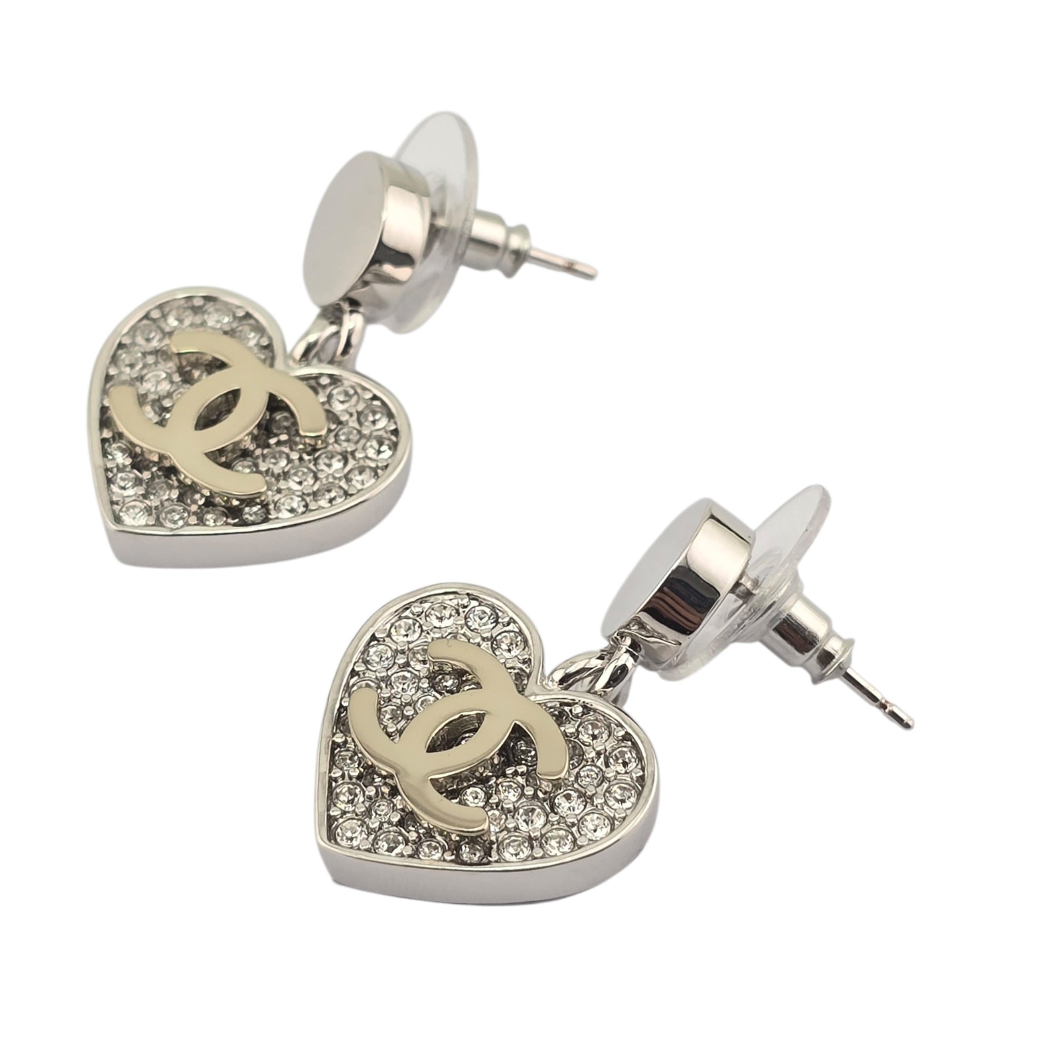Chanel CC Heart Crystal Drop Earrings 2026 CHANEL