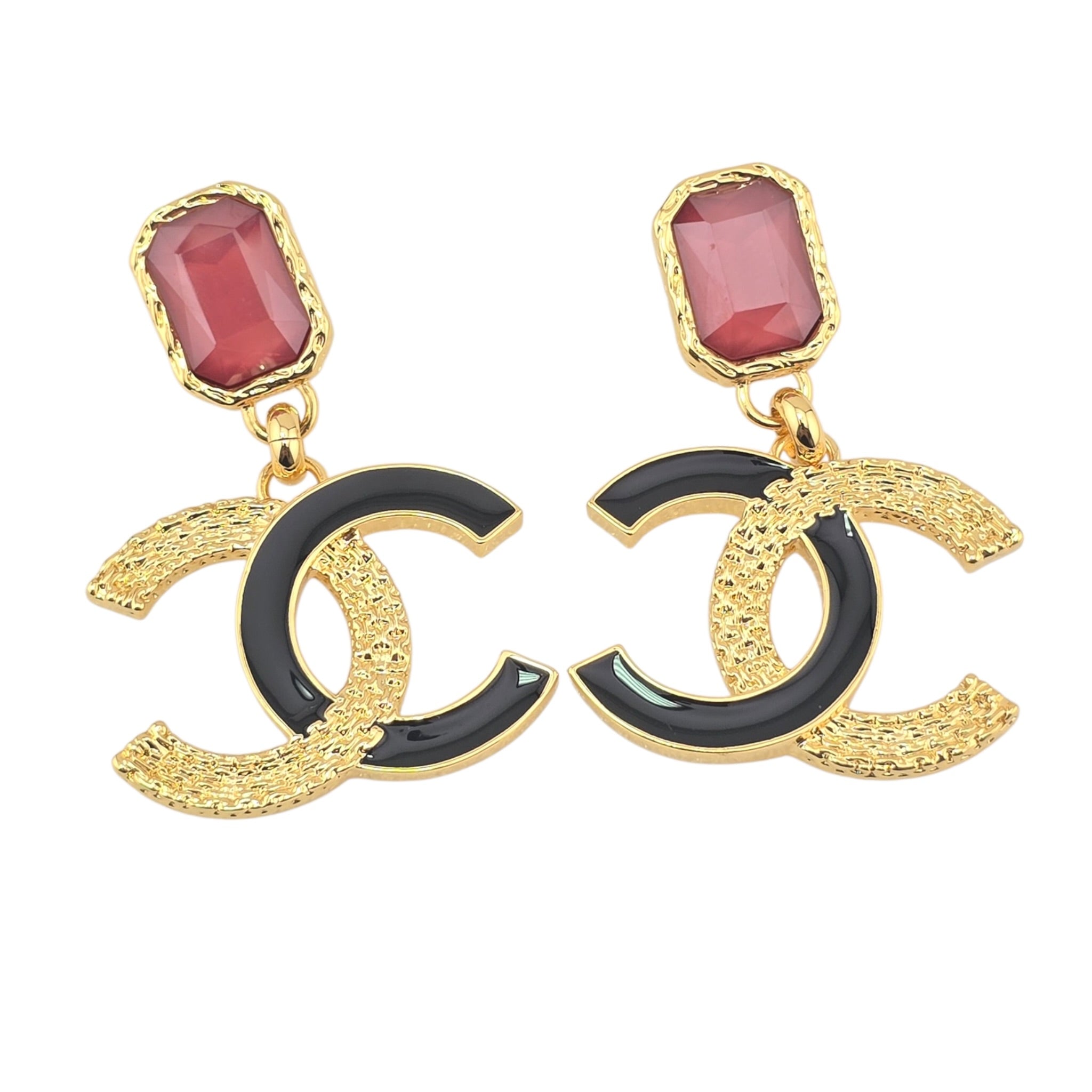 Chanel CC Pendant Gold Red Drop Earrings 2024 CHANEL