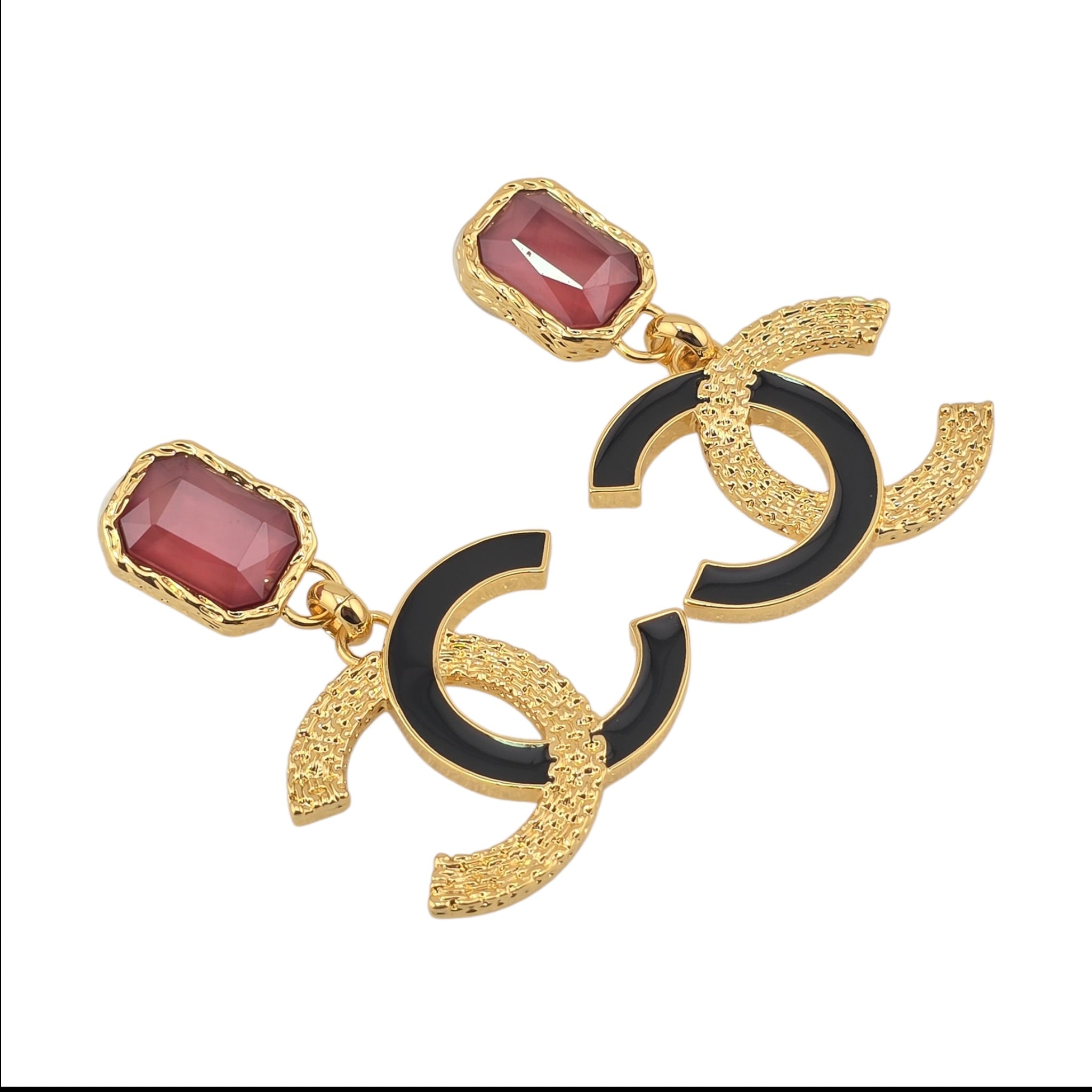 Chanel CC Pendant Gold Red Drop Earrings 2024 CHANEL