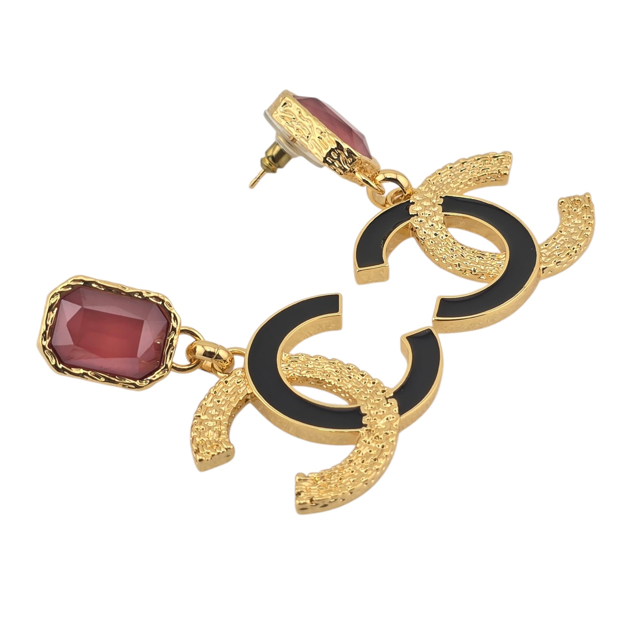 Chanel CC Pendant Gold Red Drop Earrings 2024 CHANEL