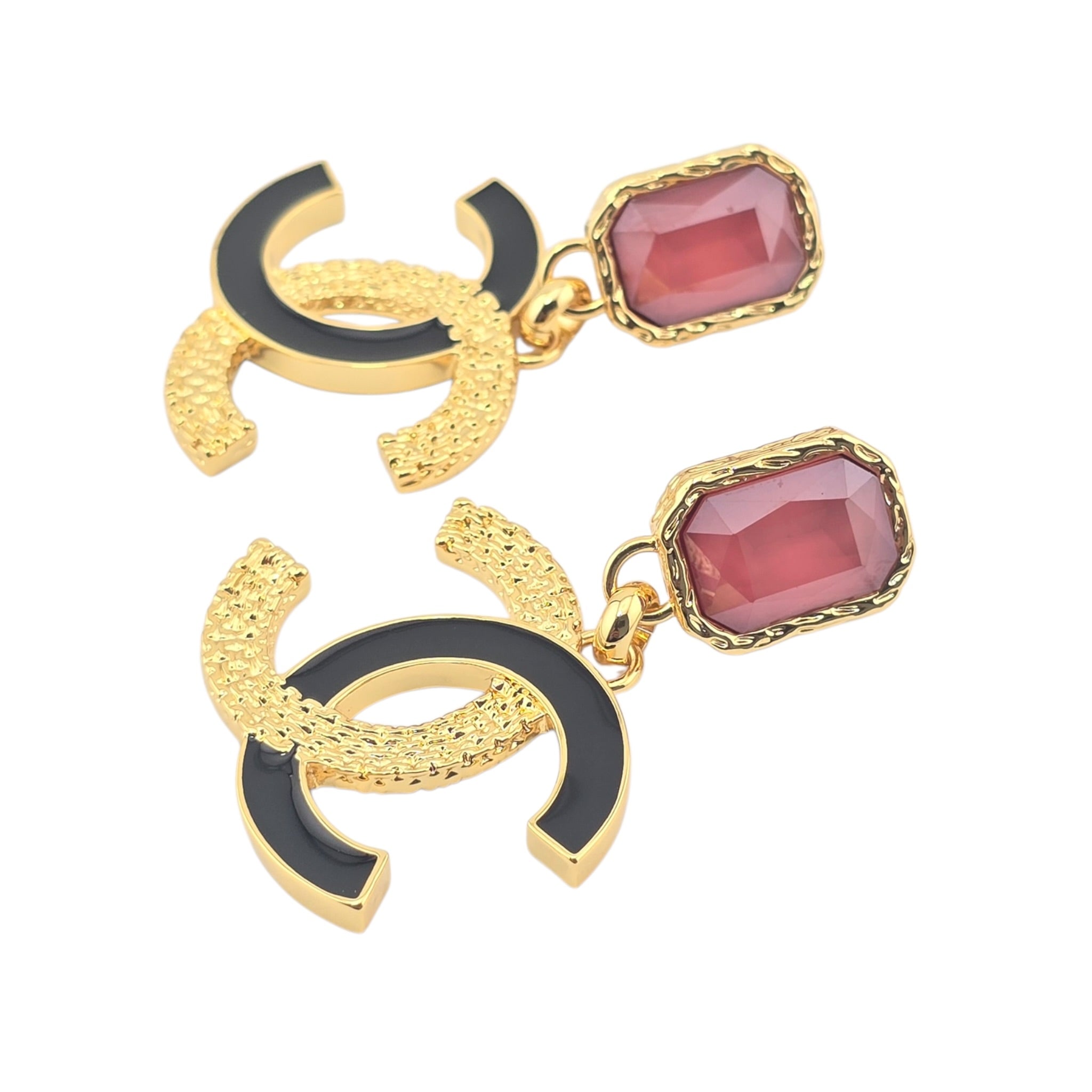 Chanel CC Pendant Gold Red Drop Earrings 2024 CHANEL