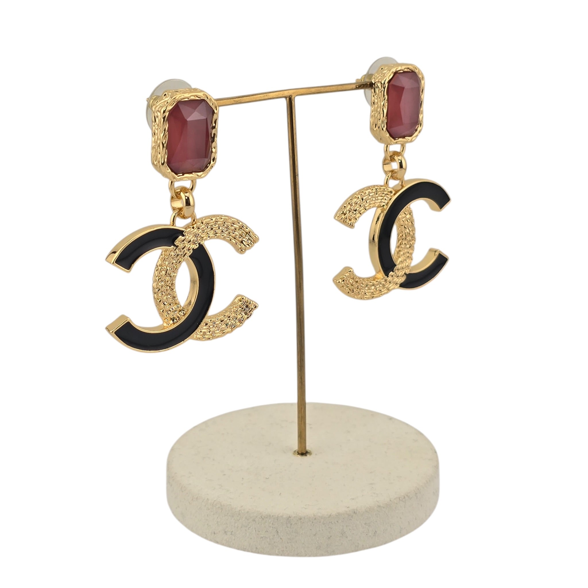 Chanel CC Pendant Gold Red Drop Earrings 2024 CHANEL