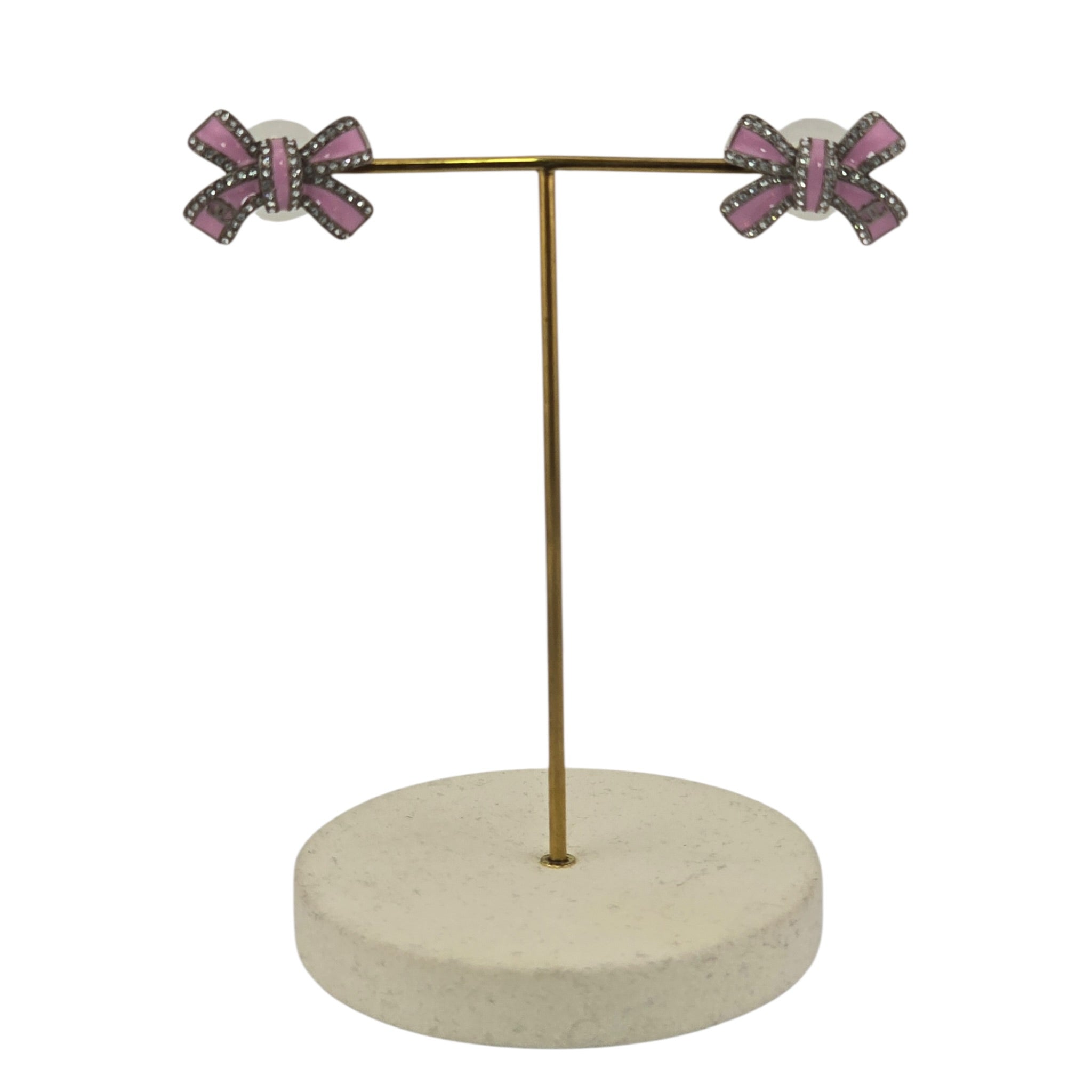 Chanel CC Silver Crystal Enamel Bow Earrings 2025 CHANEL