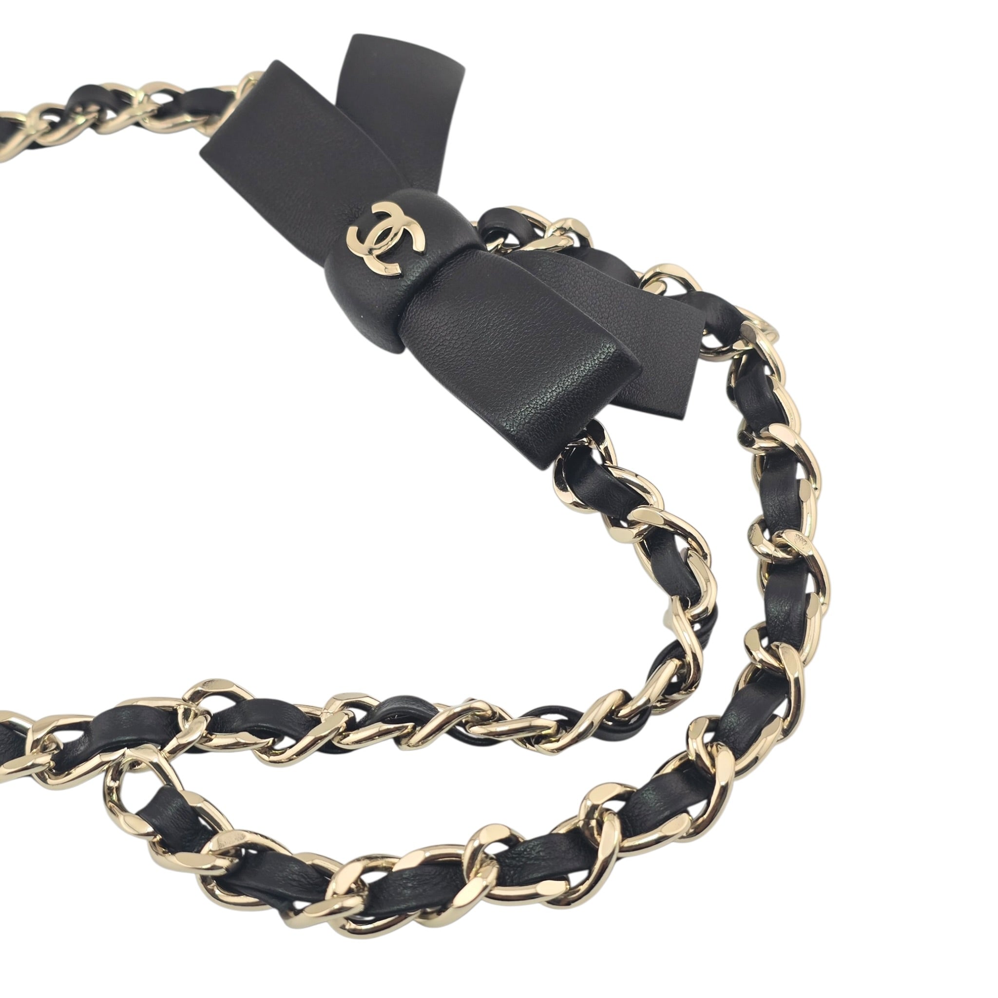 Chanel CC Gold Black Leather Chain Belt 2025 CHANEL