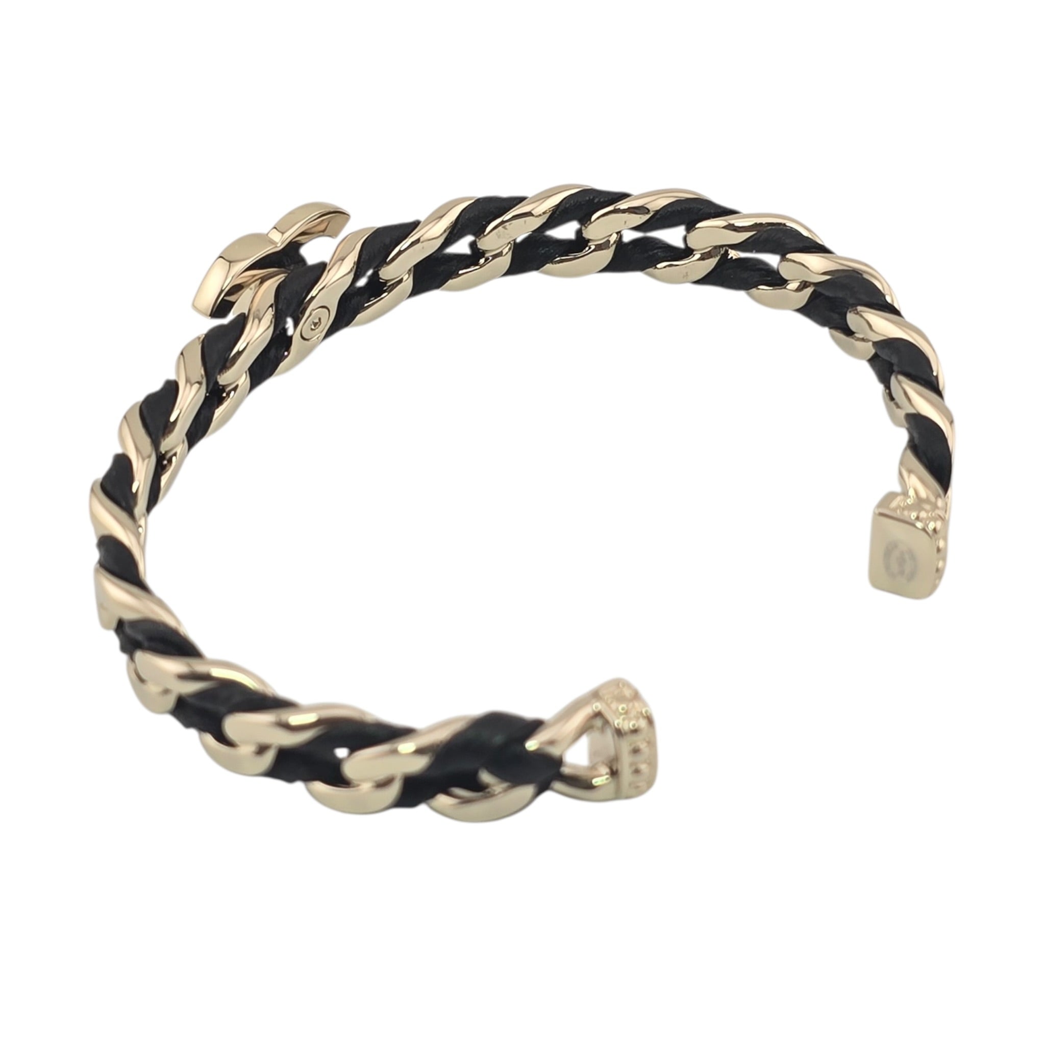Chanel CC Gold Black Leather Cuff Bracelet 2026 CHANEL