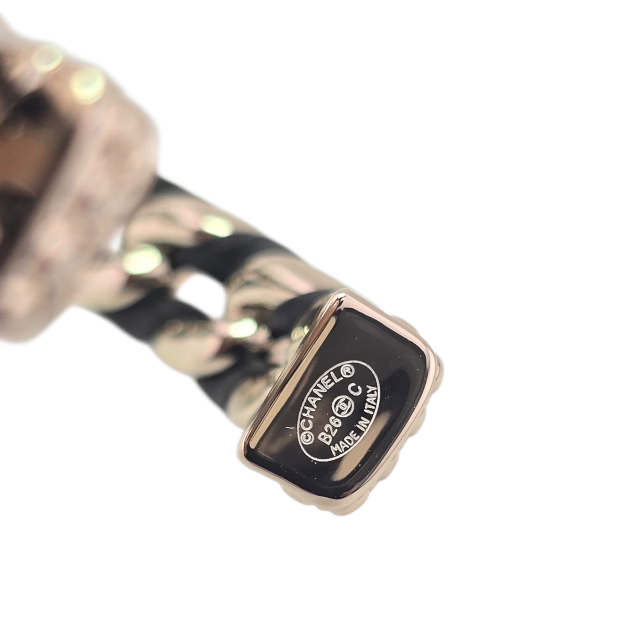 Chanel CC Gold Black Leather Cuff Bracelet 2026 CHANEL