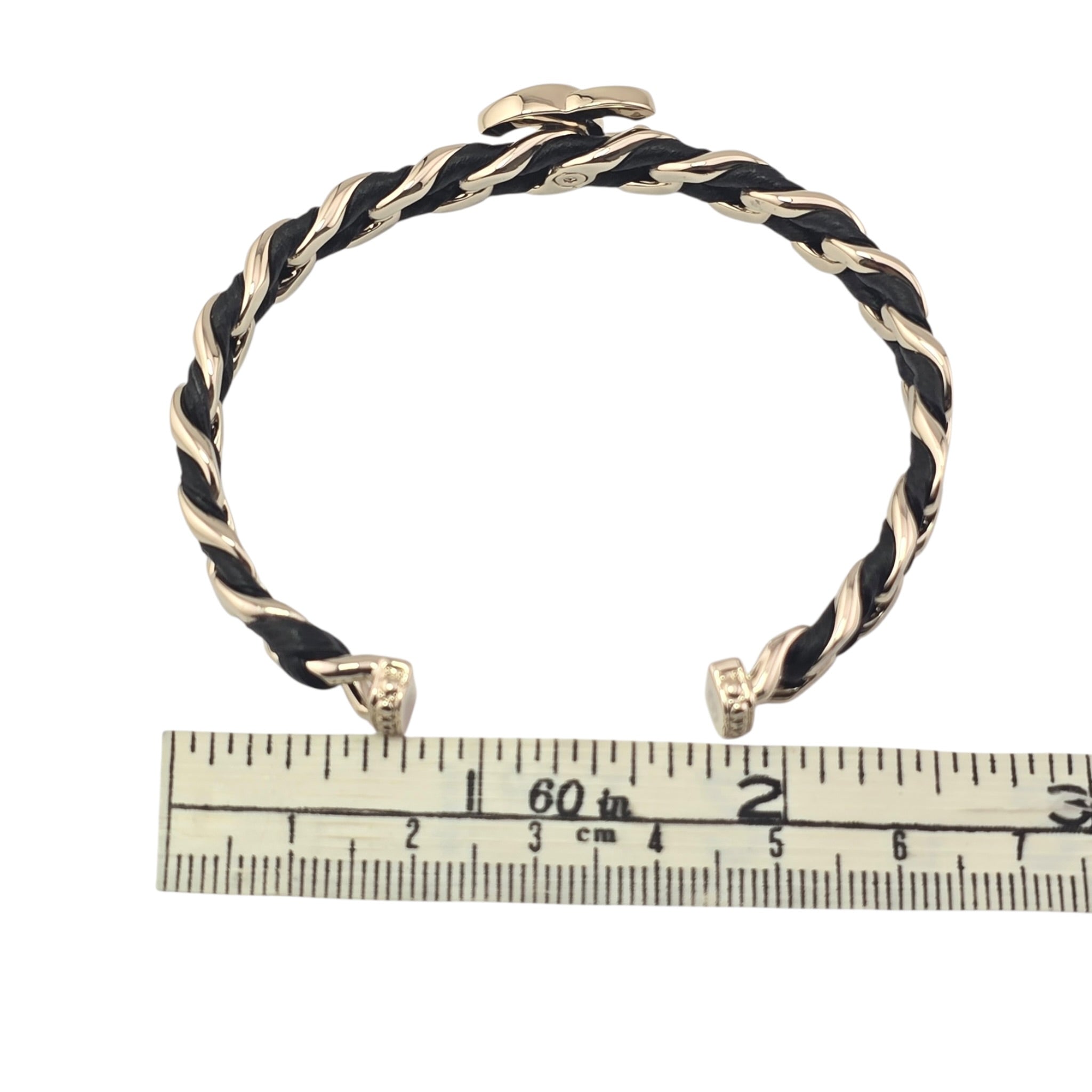 Chanel CC Gold Black Leather Cuff Bracelet 2026 CHANEL
