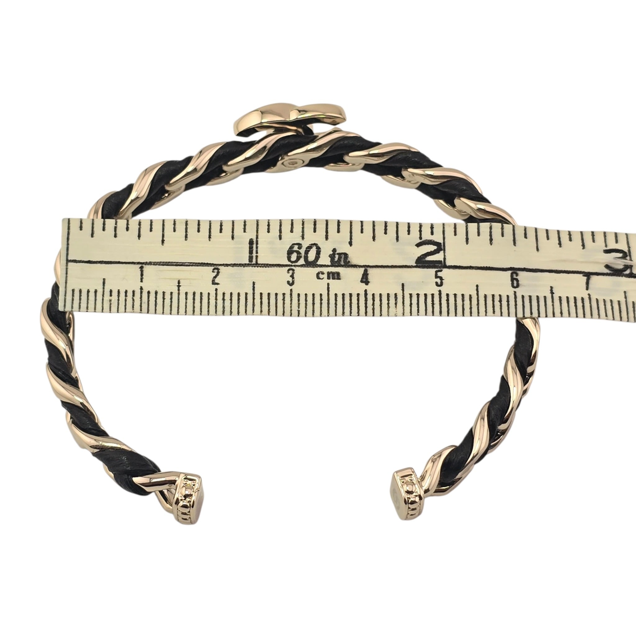 Chanel CC Gold Black Leather Cuff Bracelet 2026 CHANEL