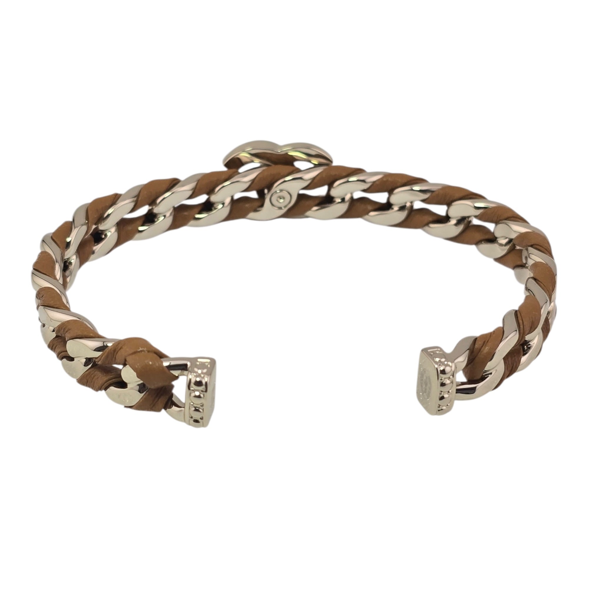 Chanel CC Gold Brown Leather Cuff Bracelet 2026 CHANEL