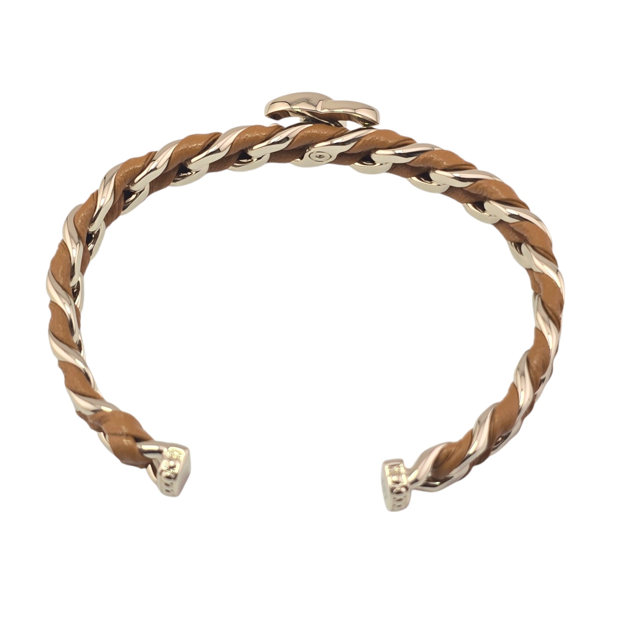 Chanel CC Gold Brown Leather Cuff Bracelet 2026 CHANEL