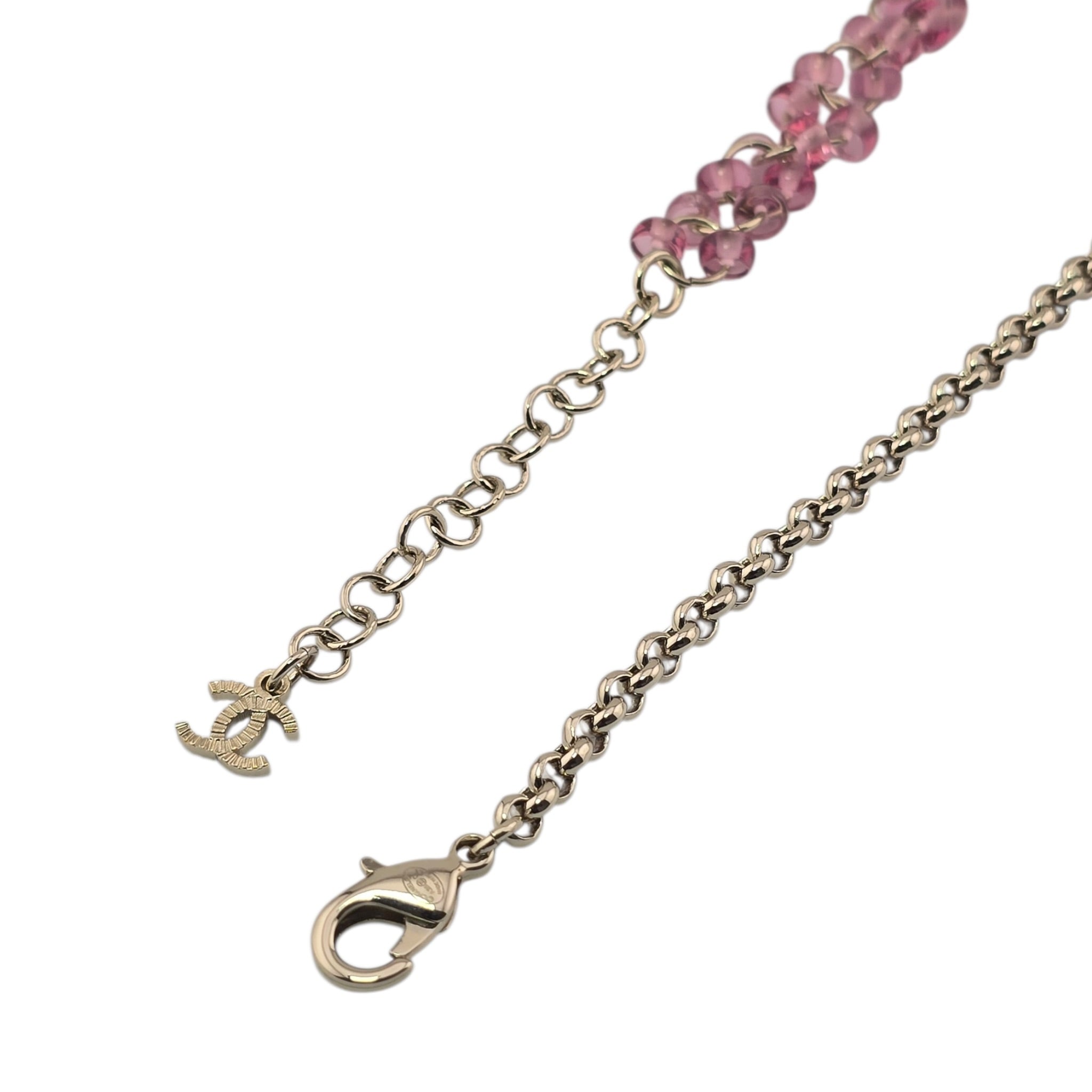 Chanel CC Pink Crystal Stud Flower Necklace 2026 CHANEL