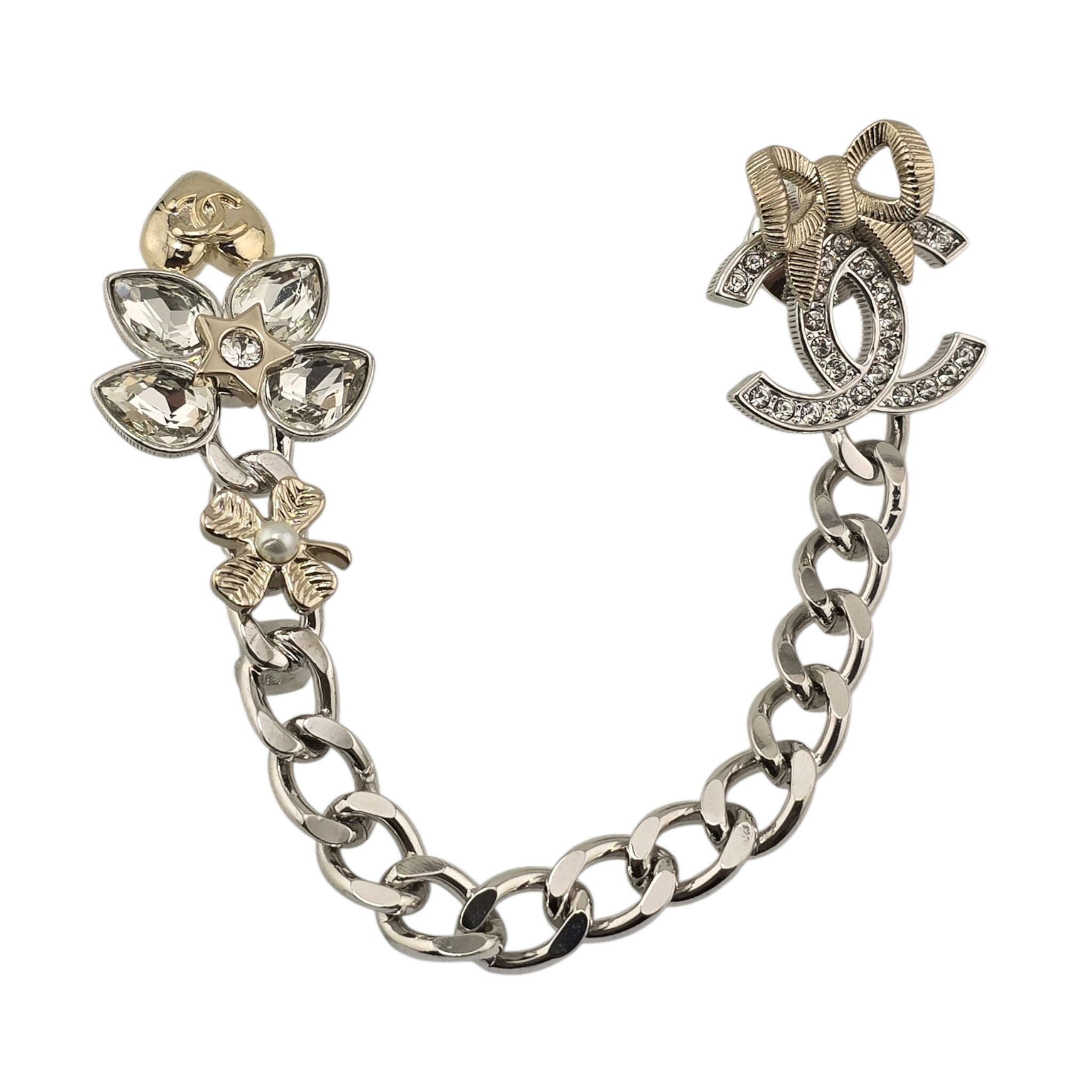 Chanel CC Gold Crystal Leaf Pin Brooch 2024 CHANEL