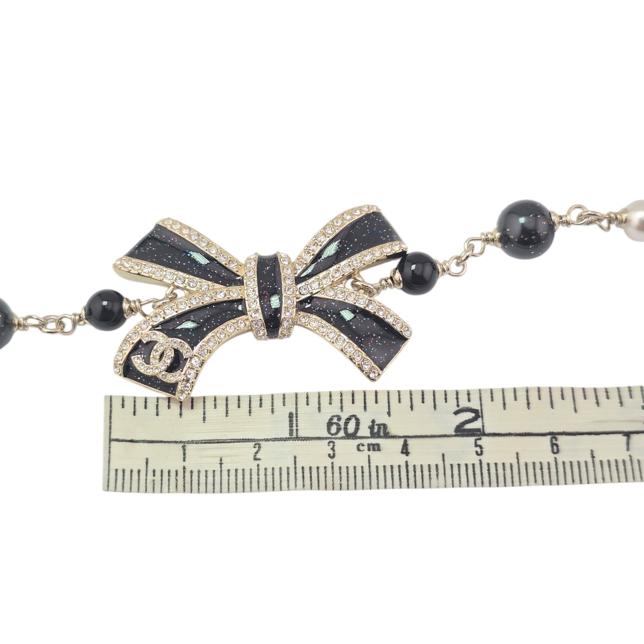 Chanel CC Gold Crystal Enamel Bow Pearl Bracelet 2025 CHANEL