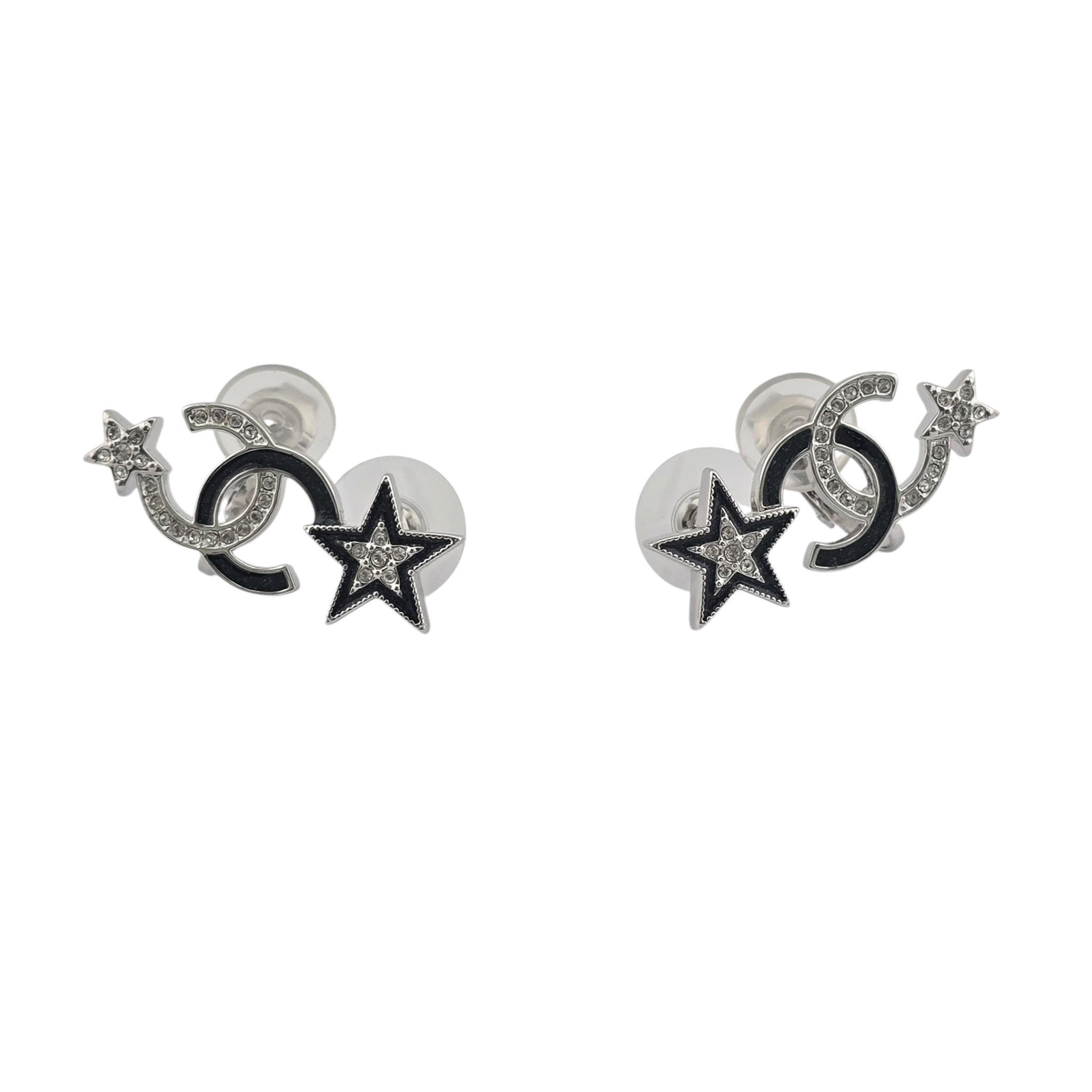 Chanel CC Black Crystal Star Ear Climber Earrings 2023 CHANEL