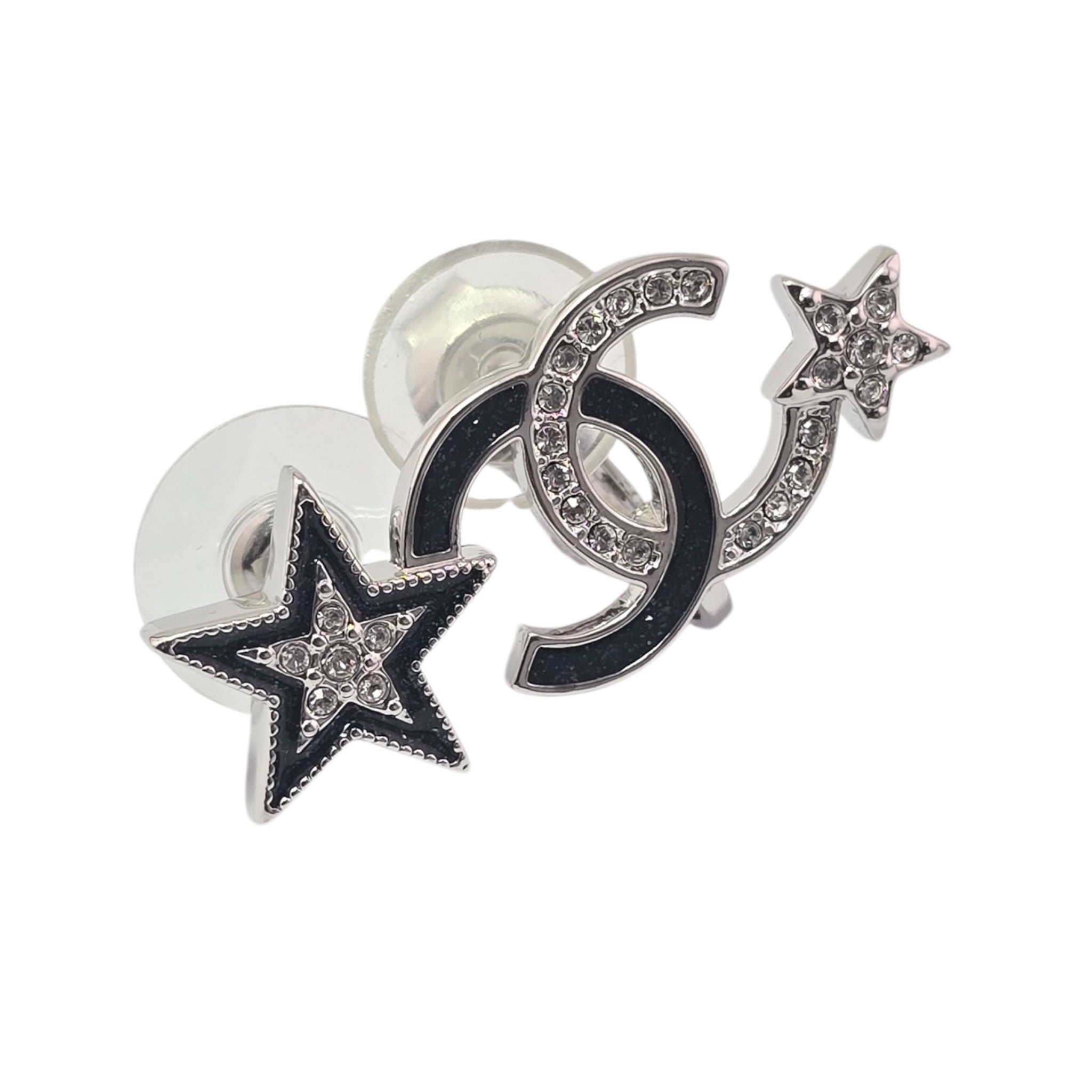 Chanel CC Black Crystal Star Ear Climber Earrings 2023 CHANEL