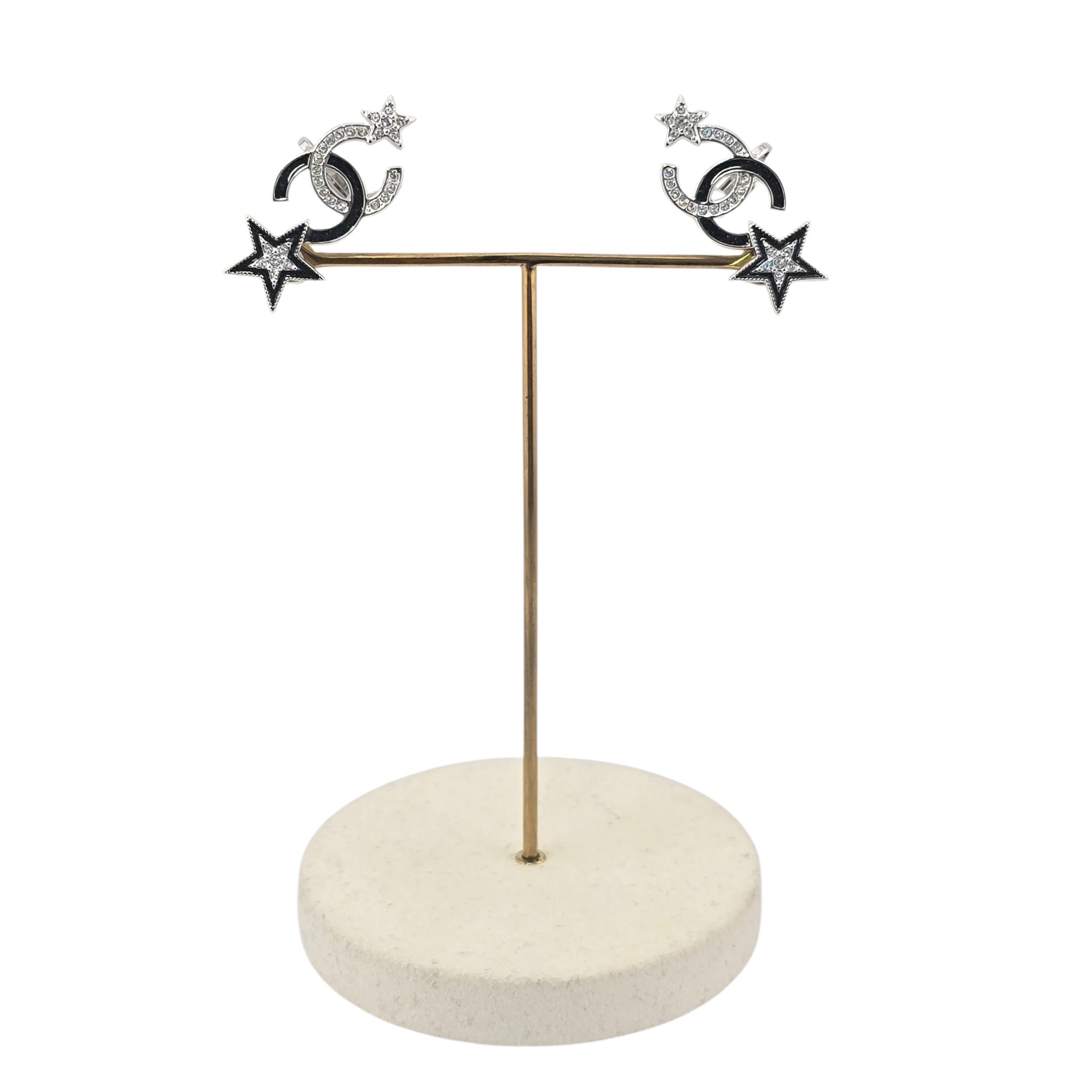 Chanel CC Black Crystal Star Ear Climber Earrings 2023 CHANEL